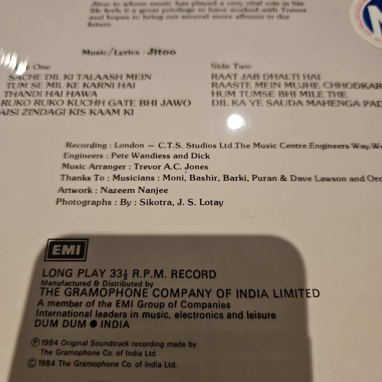JITOO DIL KU DHADKAN POP ALBUM in near mint