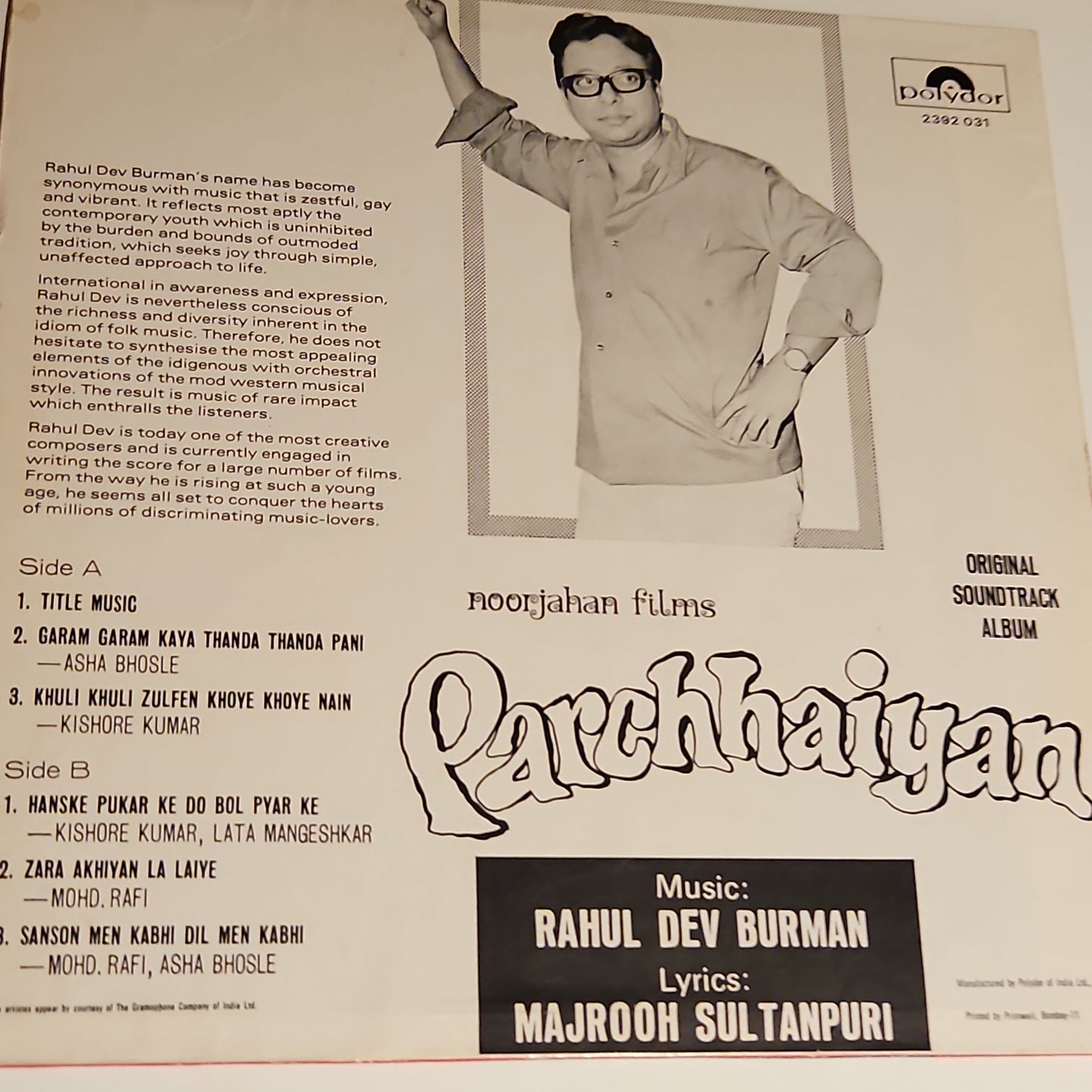 R D Burman Parchhaiyan in VG+