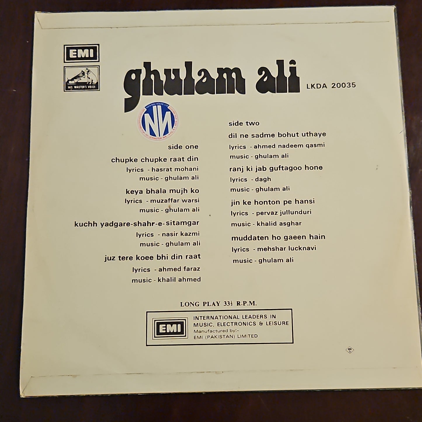GHULAM Ali -Ghulam Ali LKDA20035..in near mint almost new