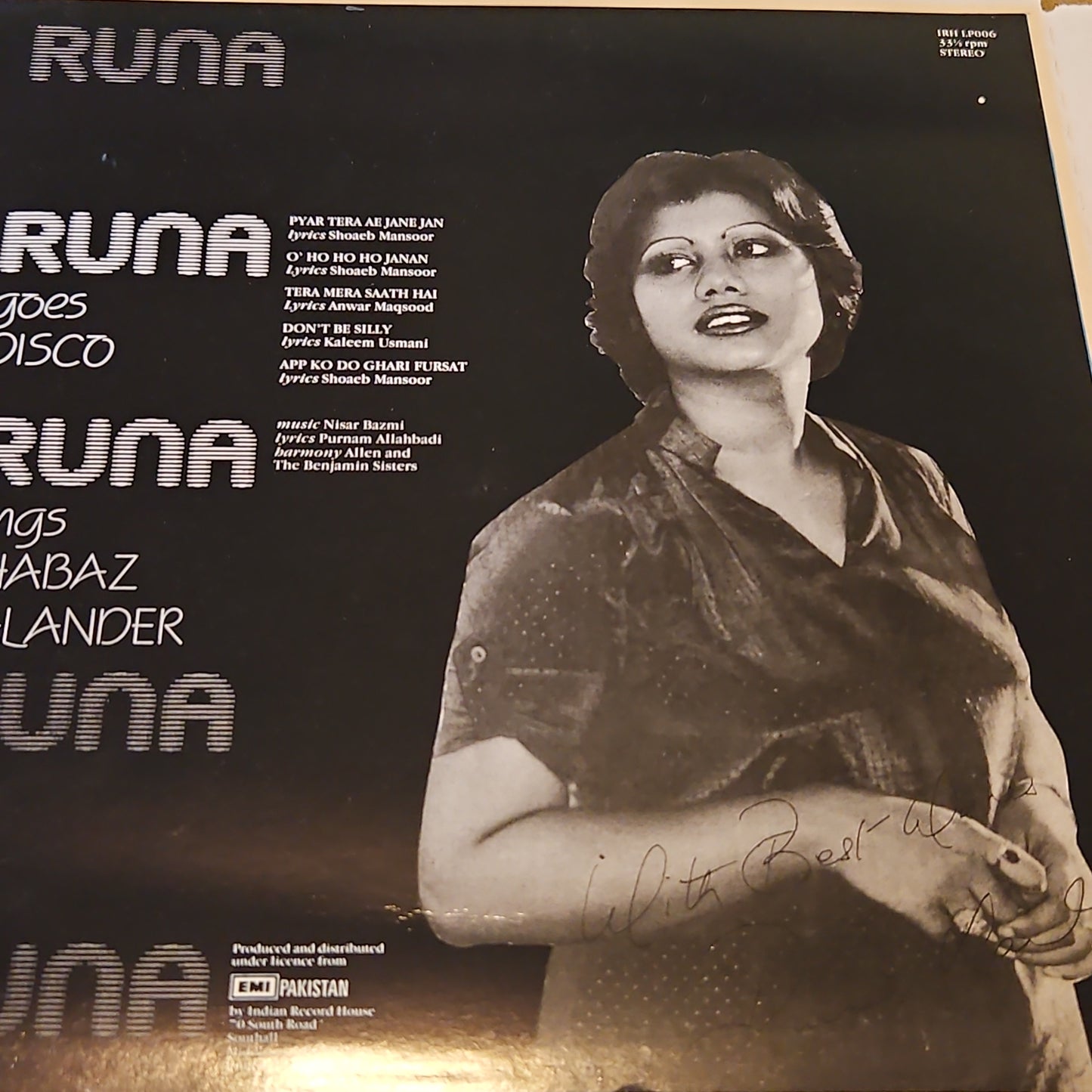 Runa Laila - - Runa Goes Disco featuring Shabaz Qalandar near mint.