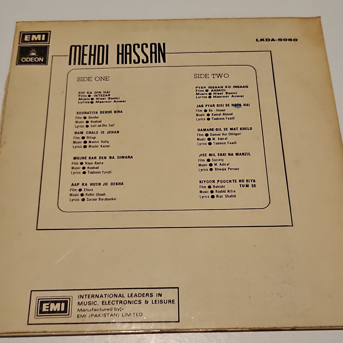 GHAZALS - Mehdi hassan Ghazals from pakistani films near Mint - Pakistan