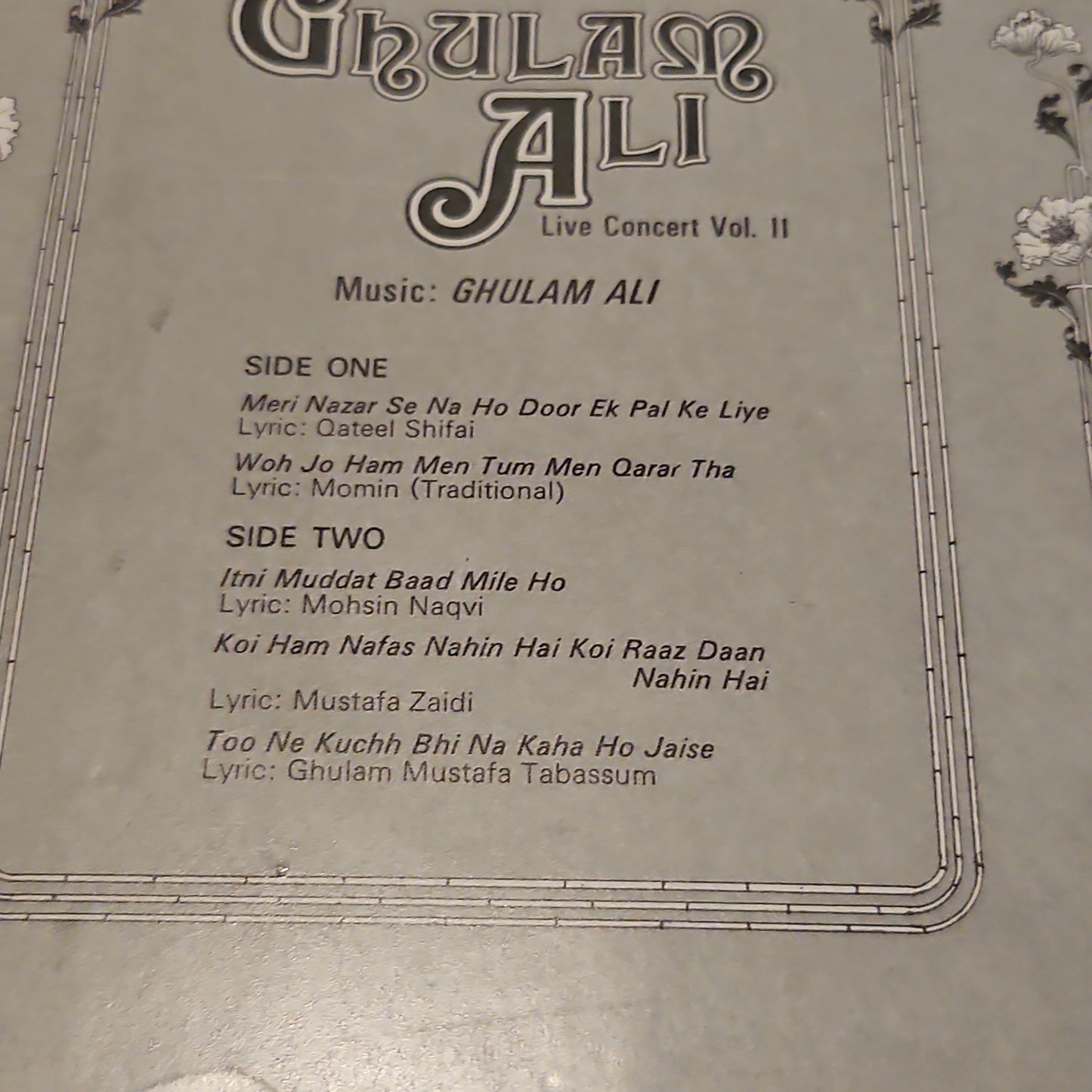 Ghulam Ali - Live Concert Vol 2 in Stereo in Near Mint