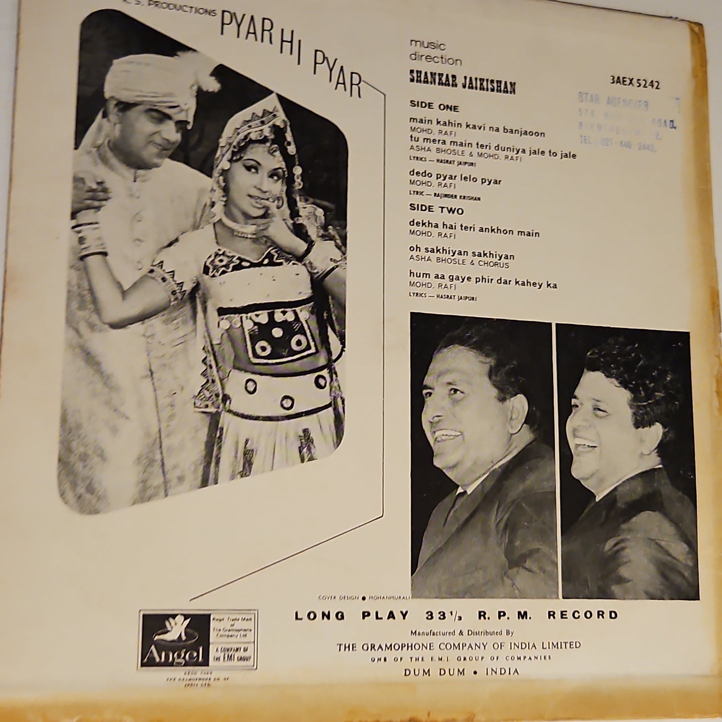 Pyar Hi Pyar - Music by shankar jaikishan - 1st angel in VG+ conditon