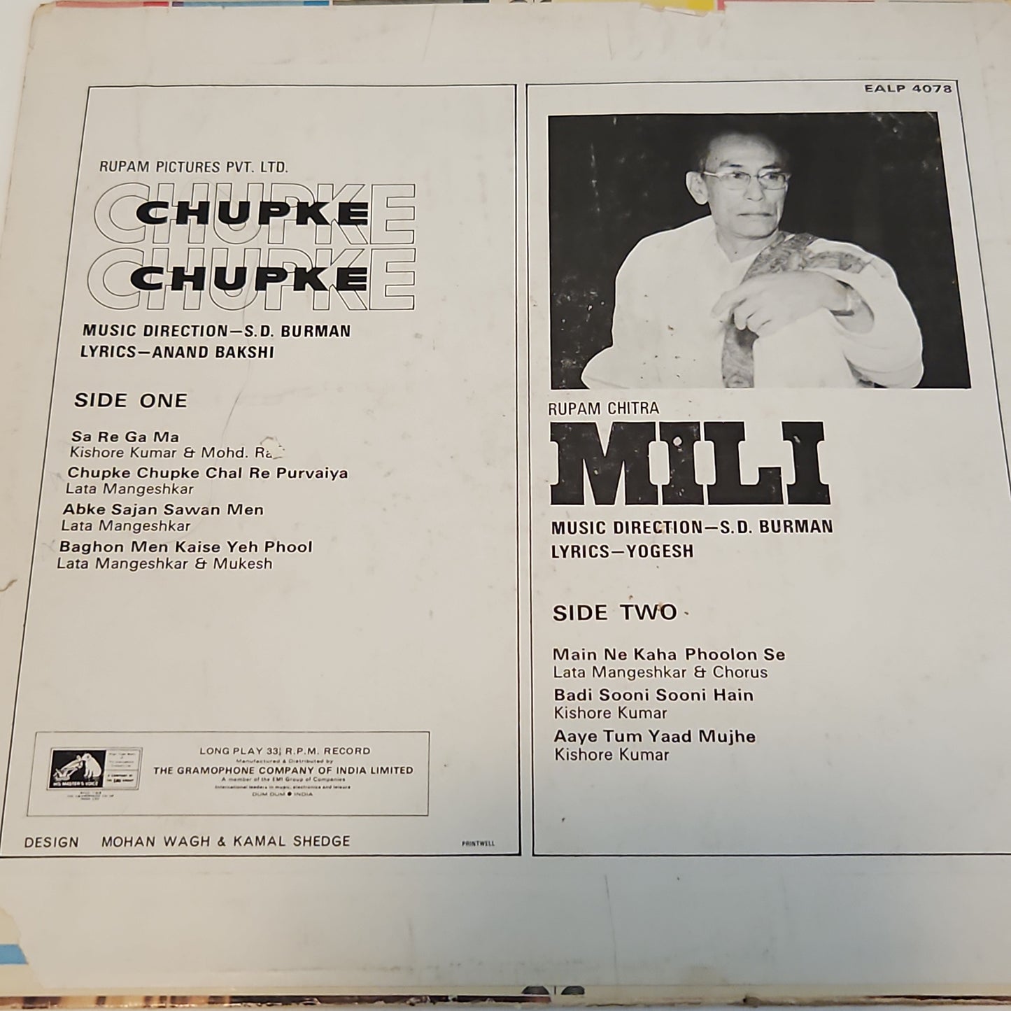 Chupke Chupke + Mili 2-in-1 , S D burman superhit album in excellent