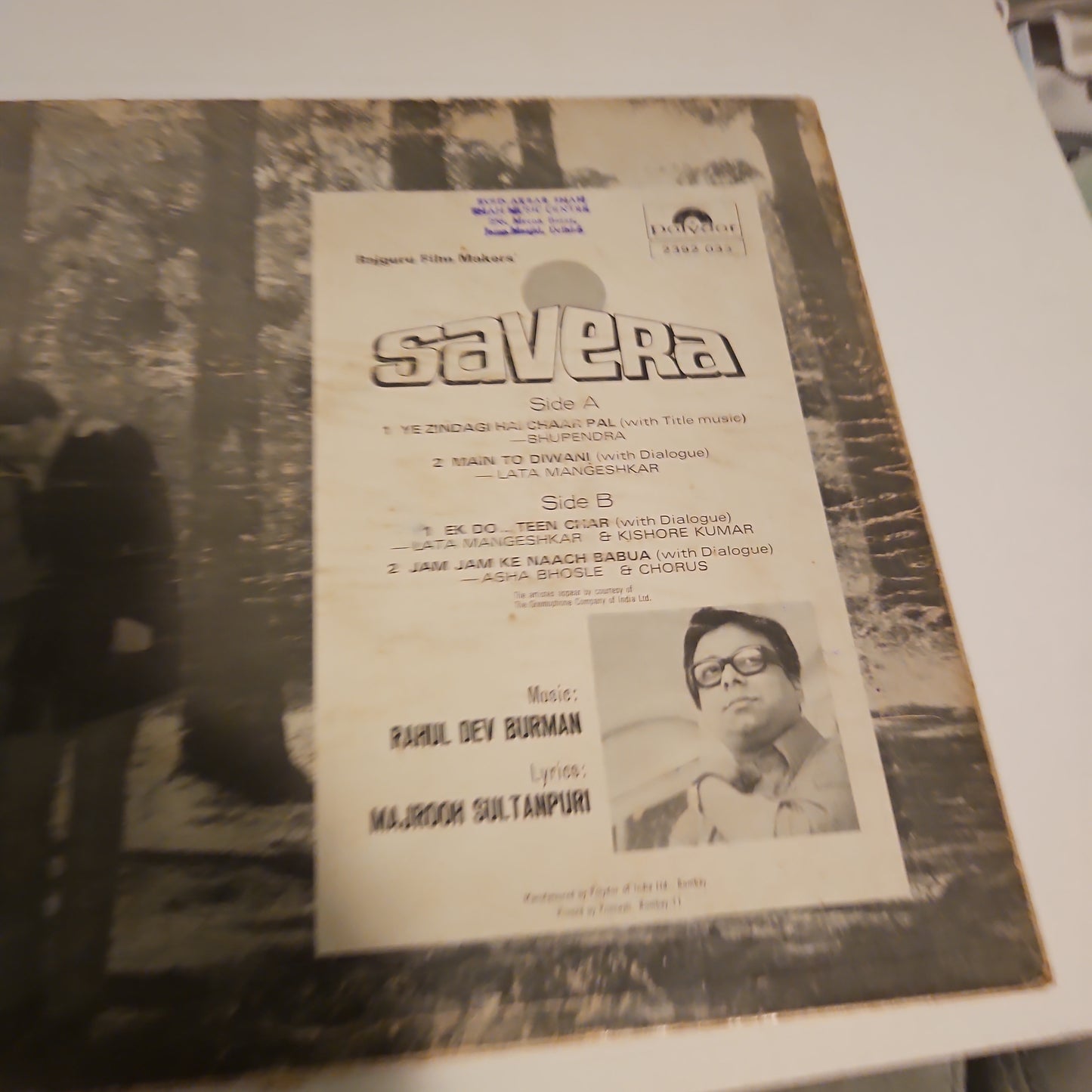 Rahul Dev Burman Majrooh Sultanpuri - Savera in VG+