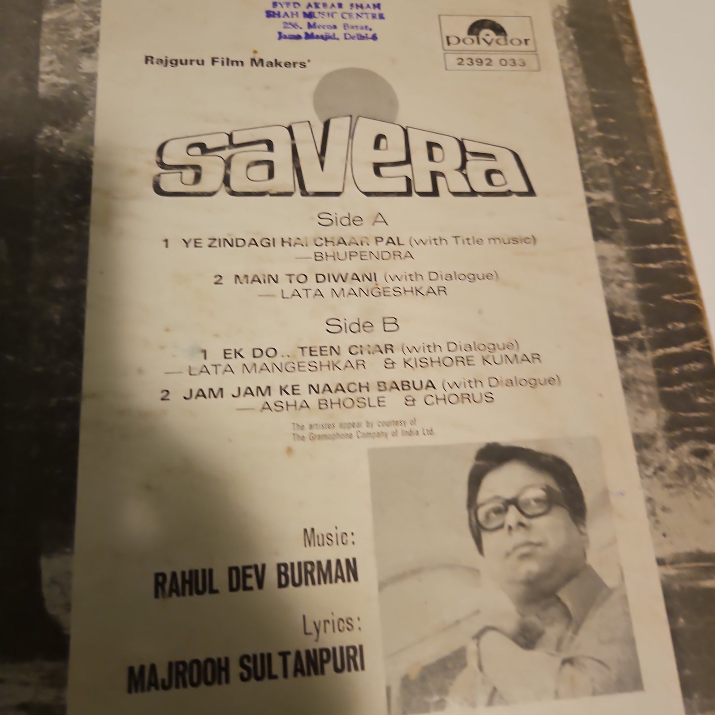 Rahul Dev Burman Majrooh Sultanpuri - Savera in VG+