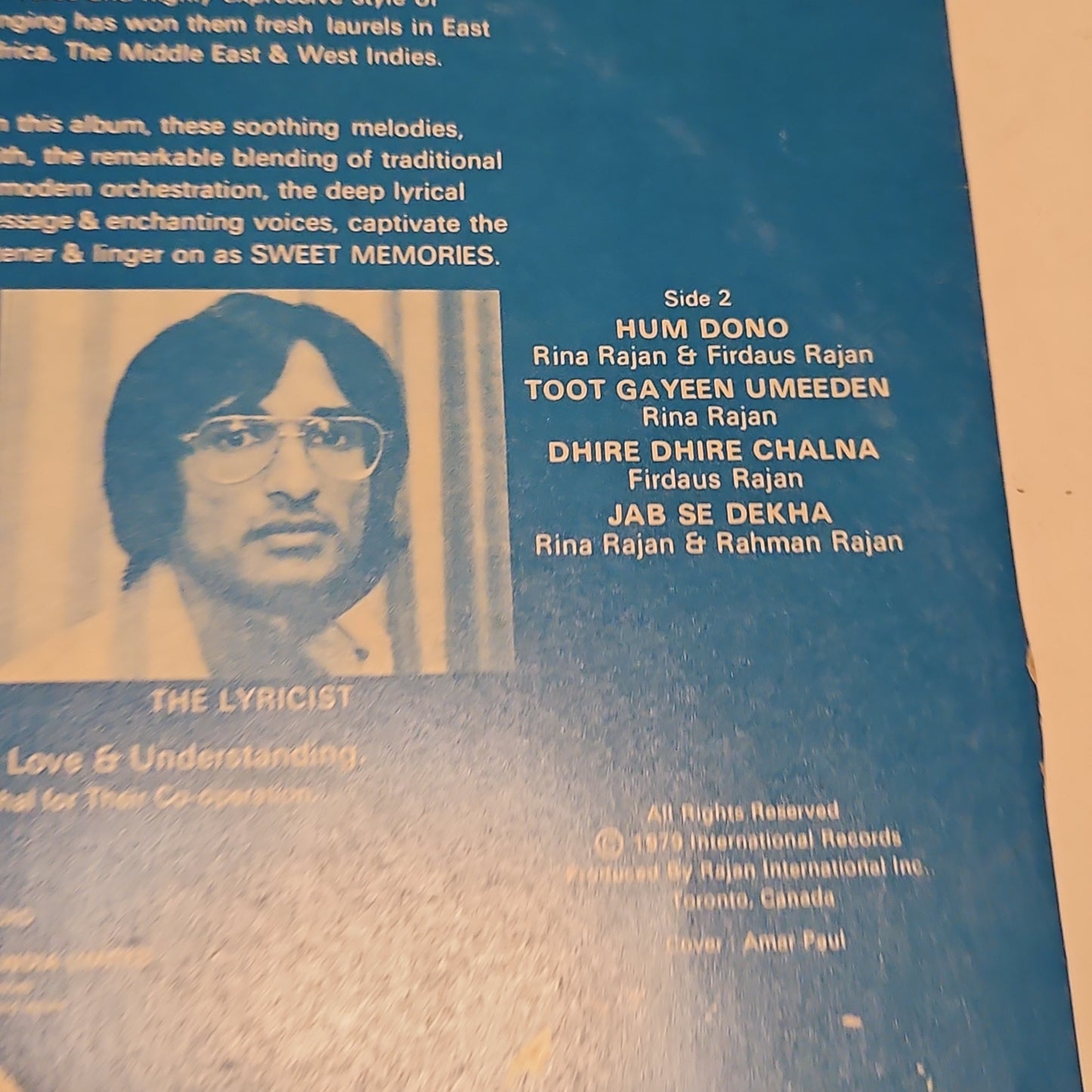 Rajans- Sweet Memories - Music Jagjit Singh in near mint