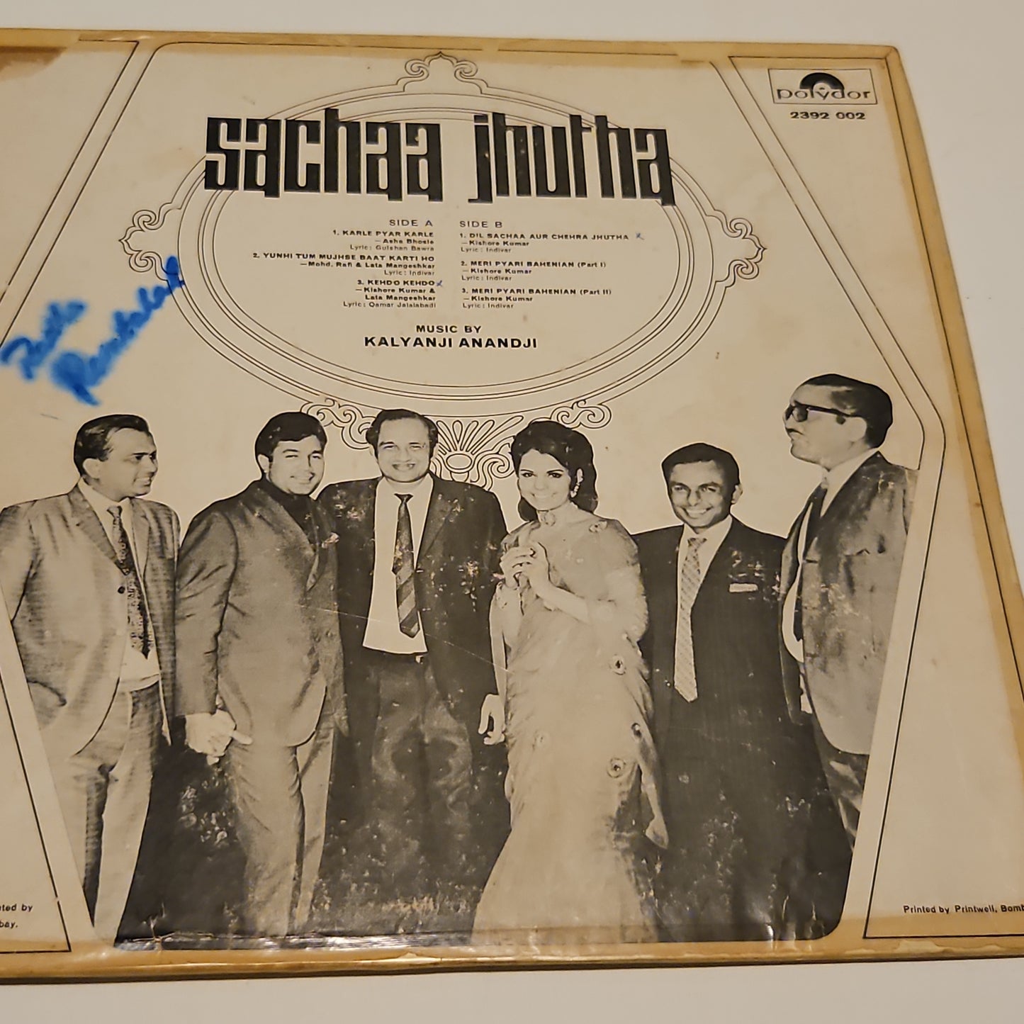 Sachaa Jhutha - Kalyanji Anandji 1st edition heavy and thick cover Psych funk in good condition