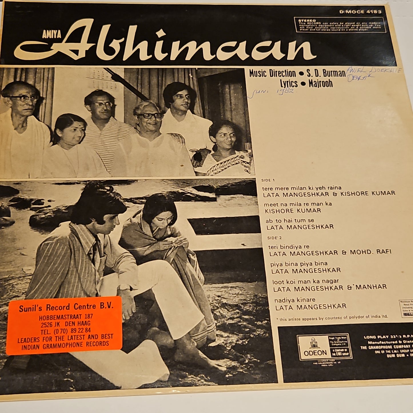 Abhimaan - Original Soundtrck by S. D. Burman in excellent condition