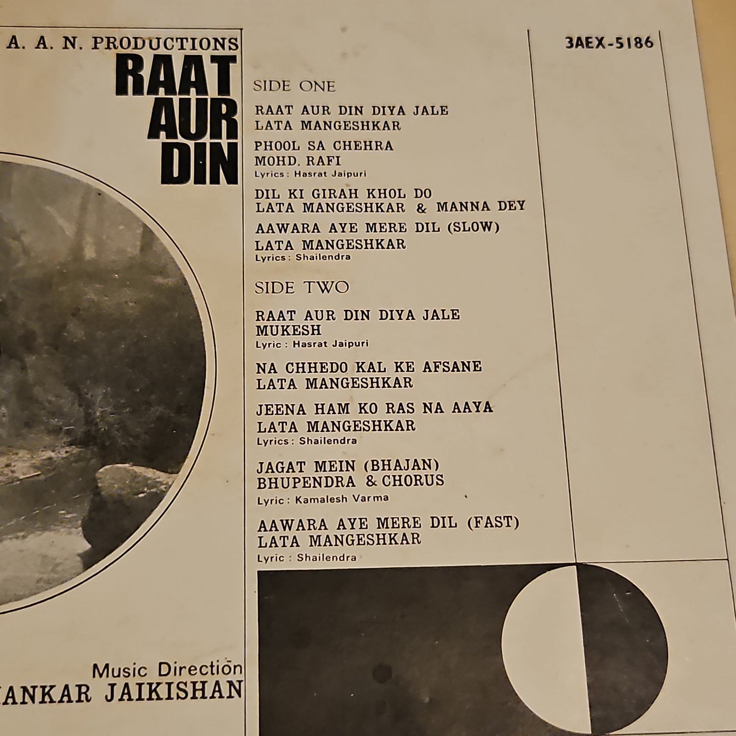 Raat Aur Din - Music by Shankar jaikishan 1st Angel in VG condition