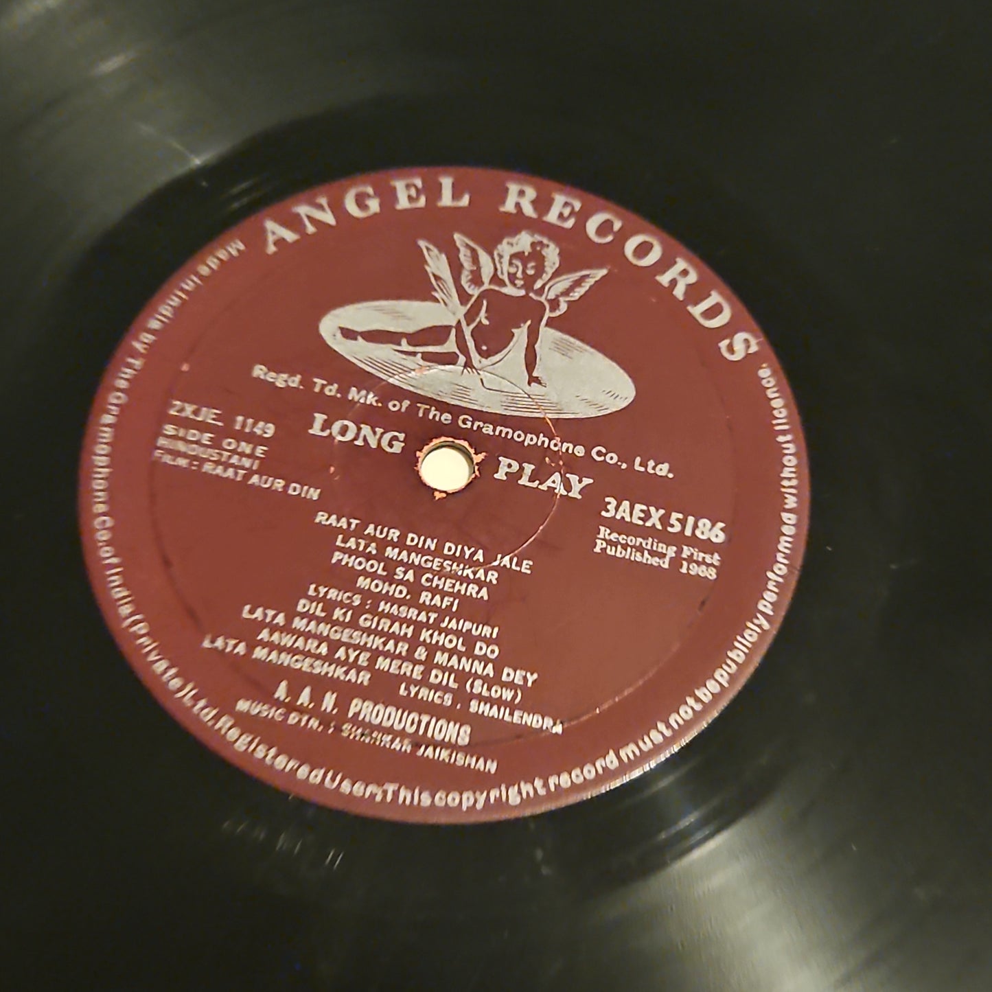 Raat Aur Din - Music by Shankar jaikishan 1st Angel in VG condition