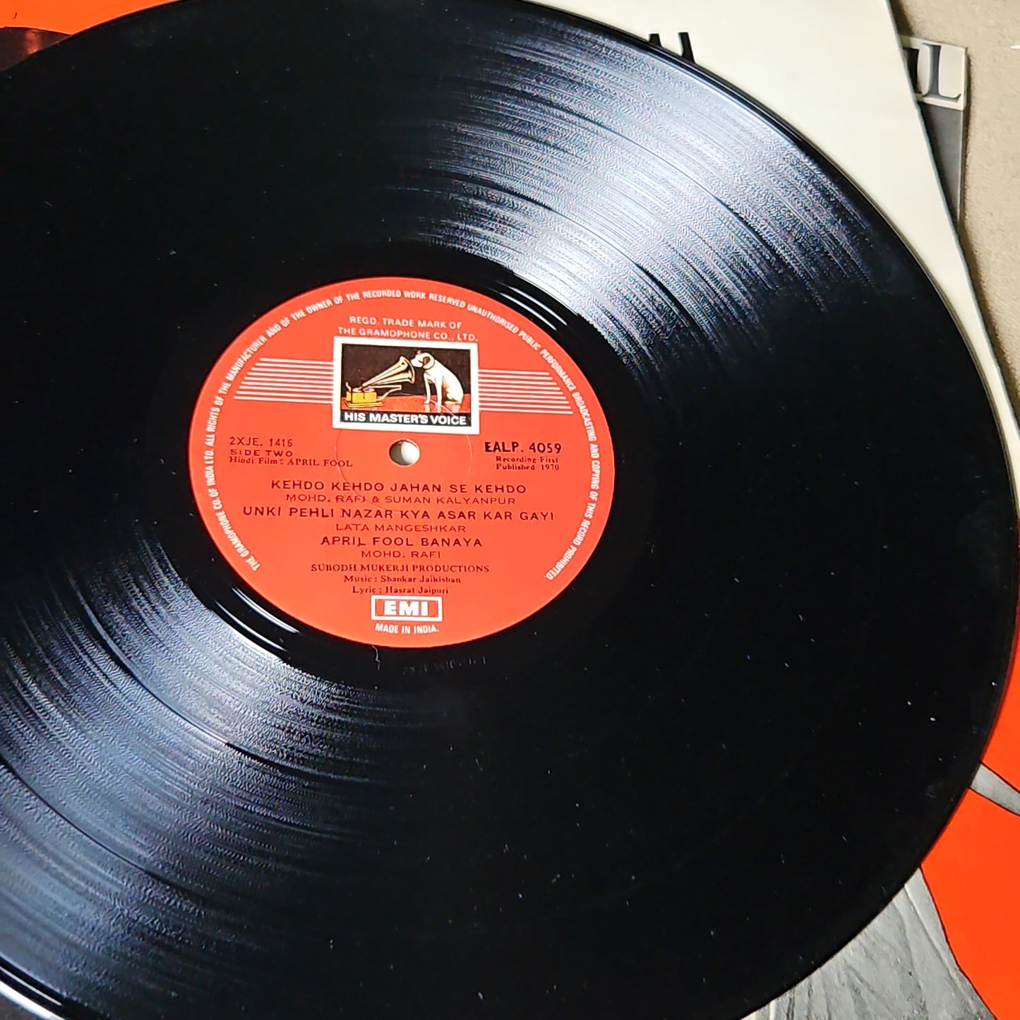 April Fool 1st HMV red dog pressing Music by Shankar Jaikishan in pristine condition