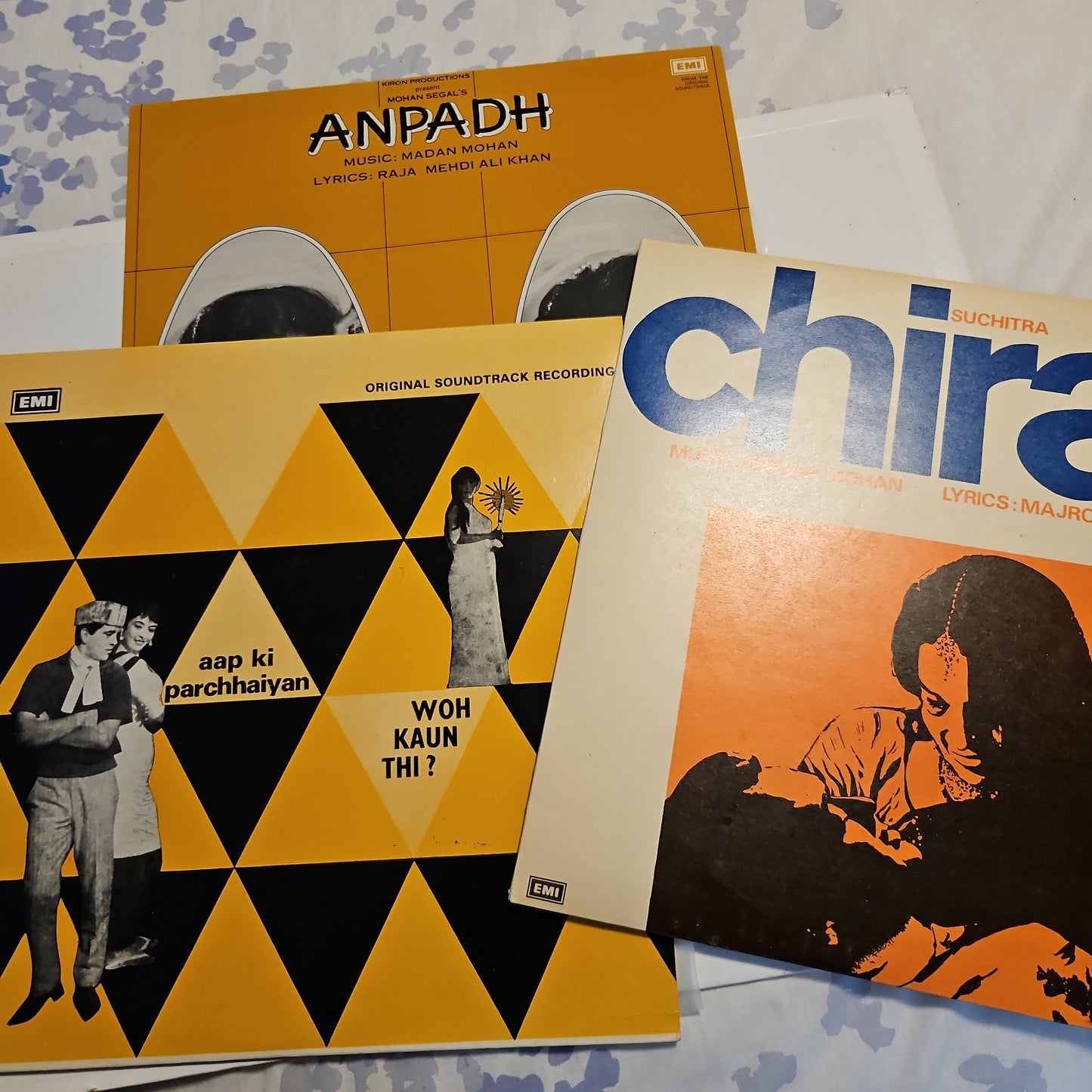 3 LPs package Madan Mohan Anpadh, Chirag , Woh Kaun Thi plus Aap ki Parchhaiyan Near mint