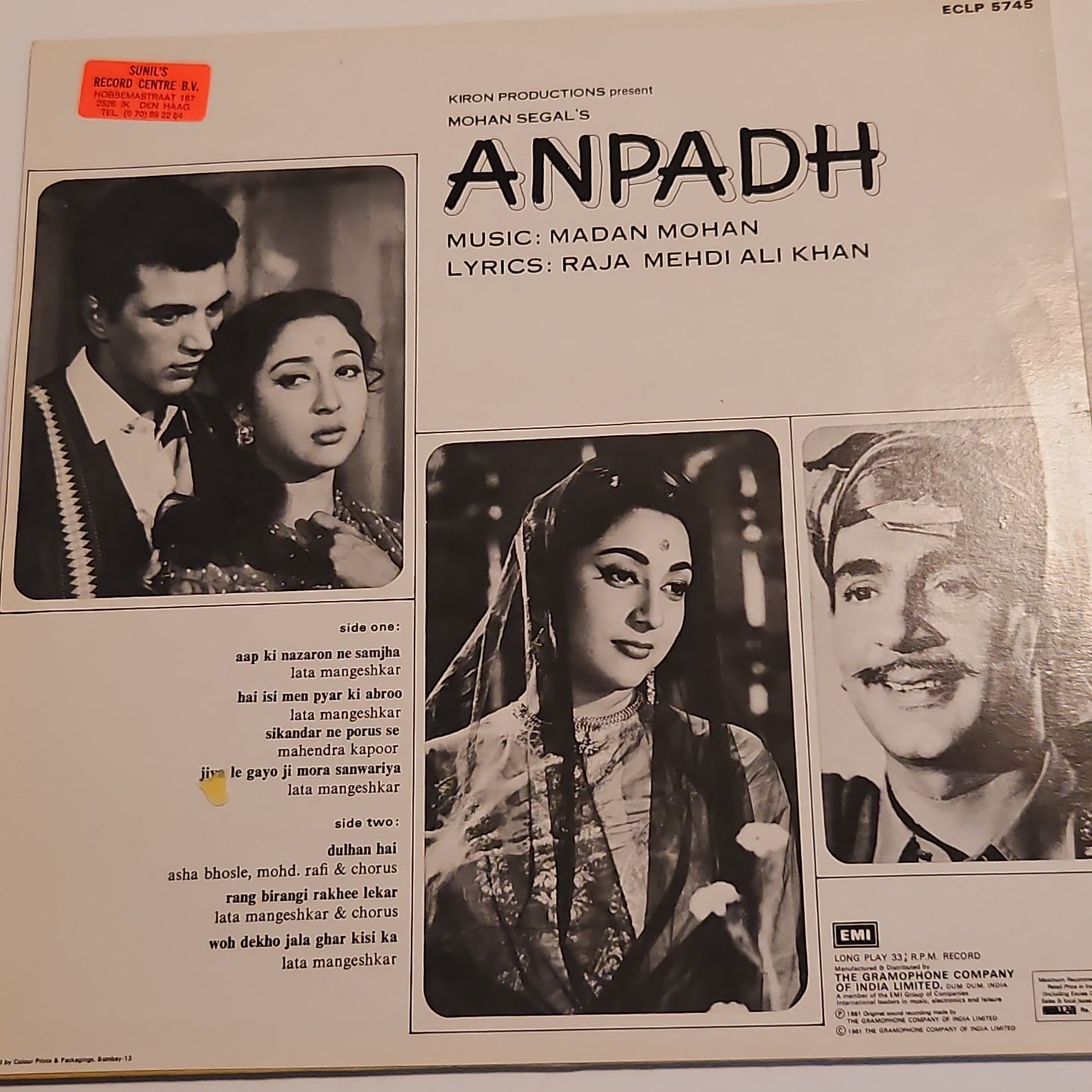 3 LPs package Madan Mohan Anpadh, Chirag , Woh Kaun Thi plus Aap ki Parchhaiyan Near mint