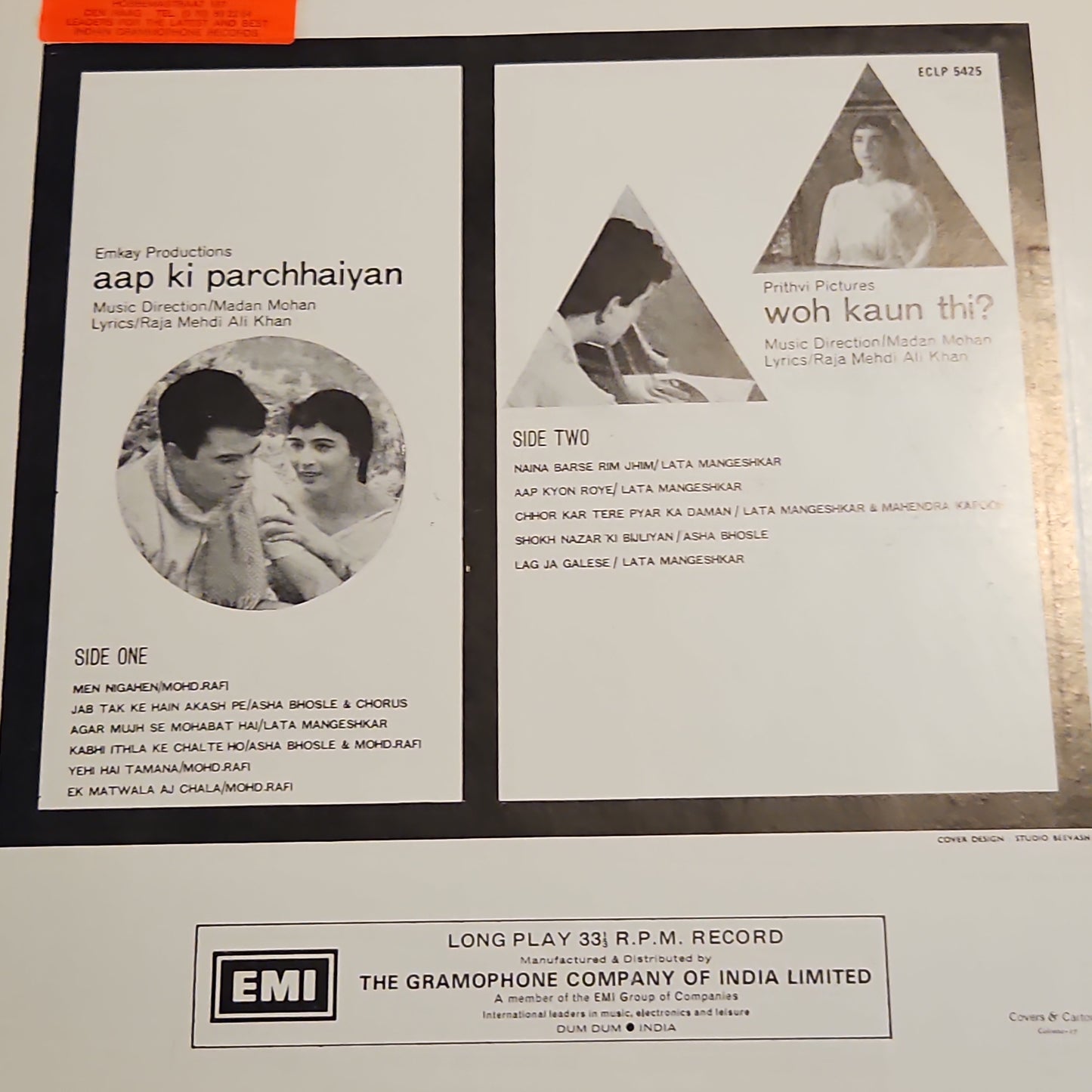 3 LPs package Madan Mohan Anpadh, Chirag , Woh Kaun Thi plus Aap ki Parchhaiyan Near mint