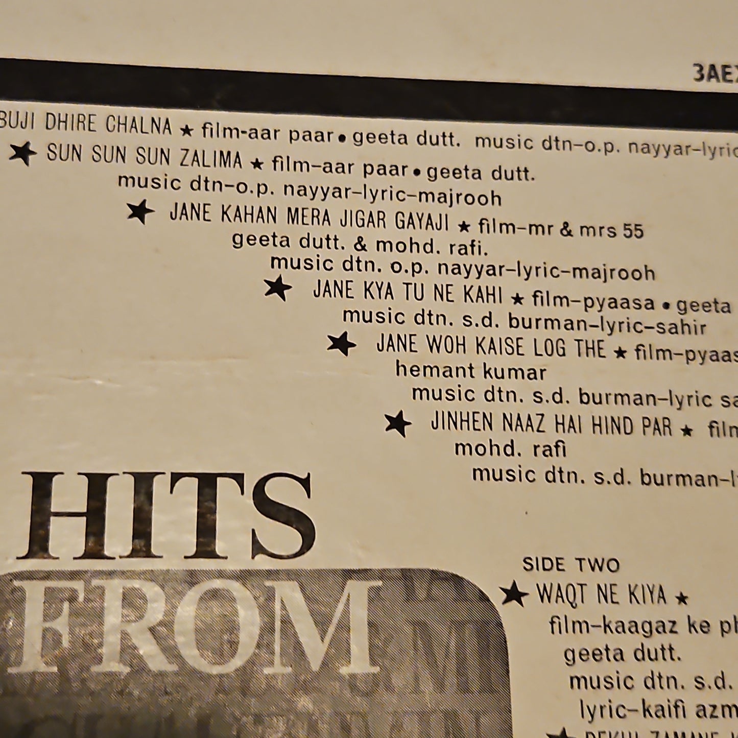 Hits of guru dutt - 1st Angel - includes *kagaz ke phool* songs in Excellent to NM