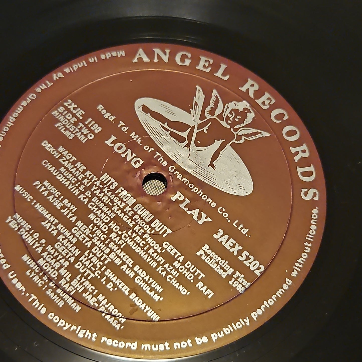 Hits of guru dutt - 1st Angel - includes *kagaz ke phool* songs in Excellent to NM