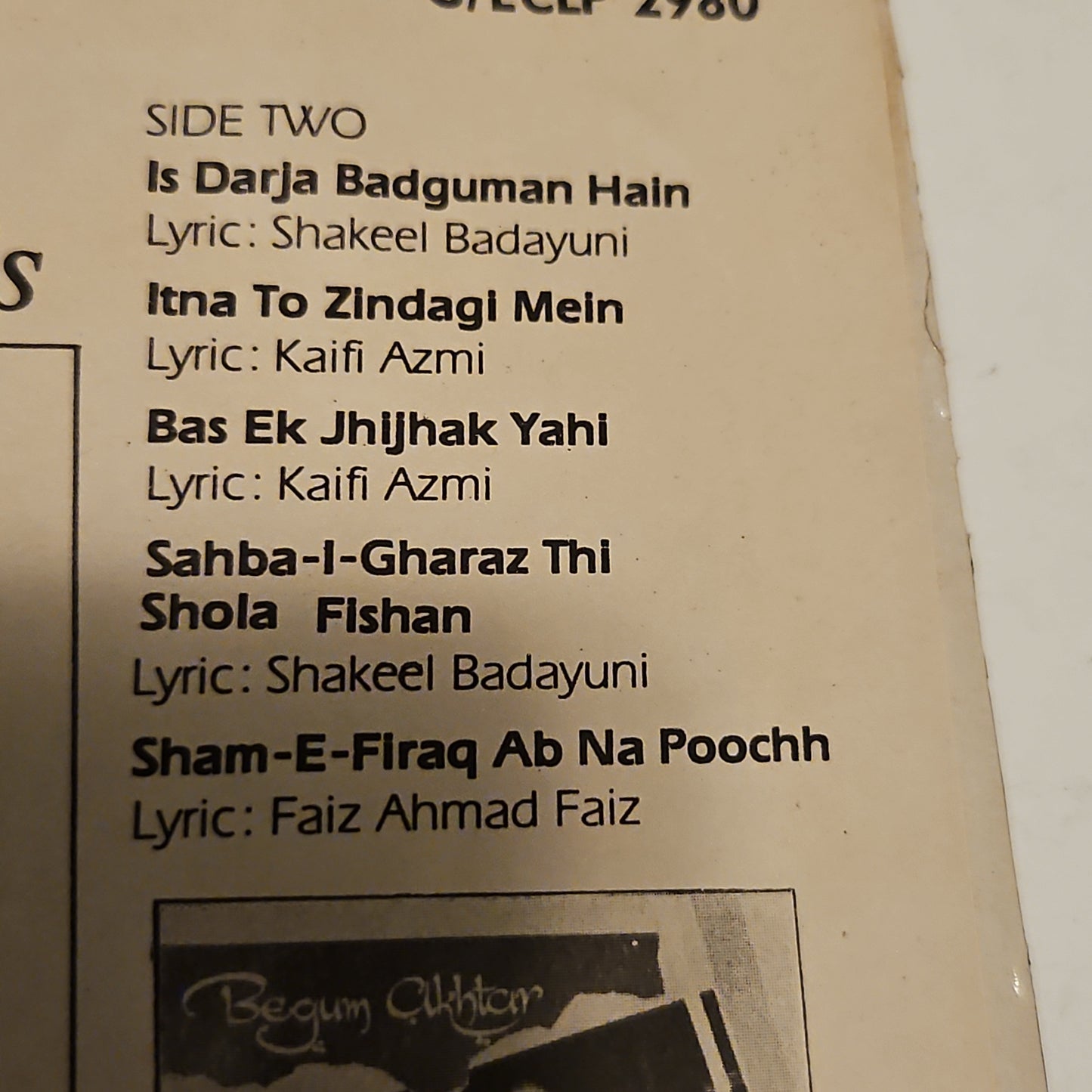 Begum Akhtar - An Enchanting Hour of Ghazals in gatefold in Near Mint