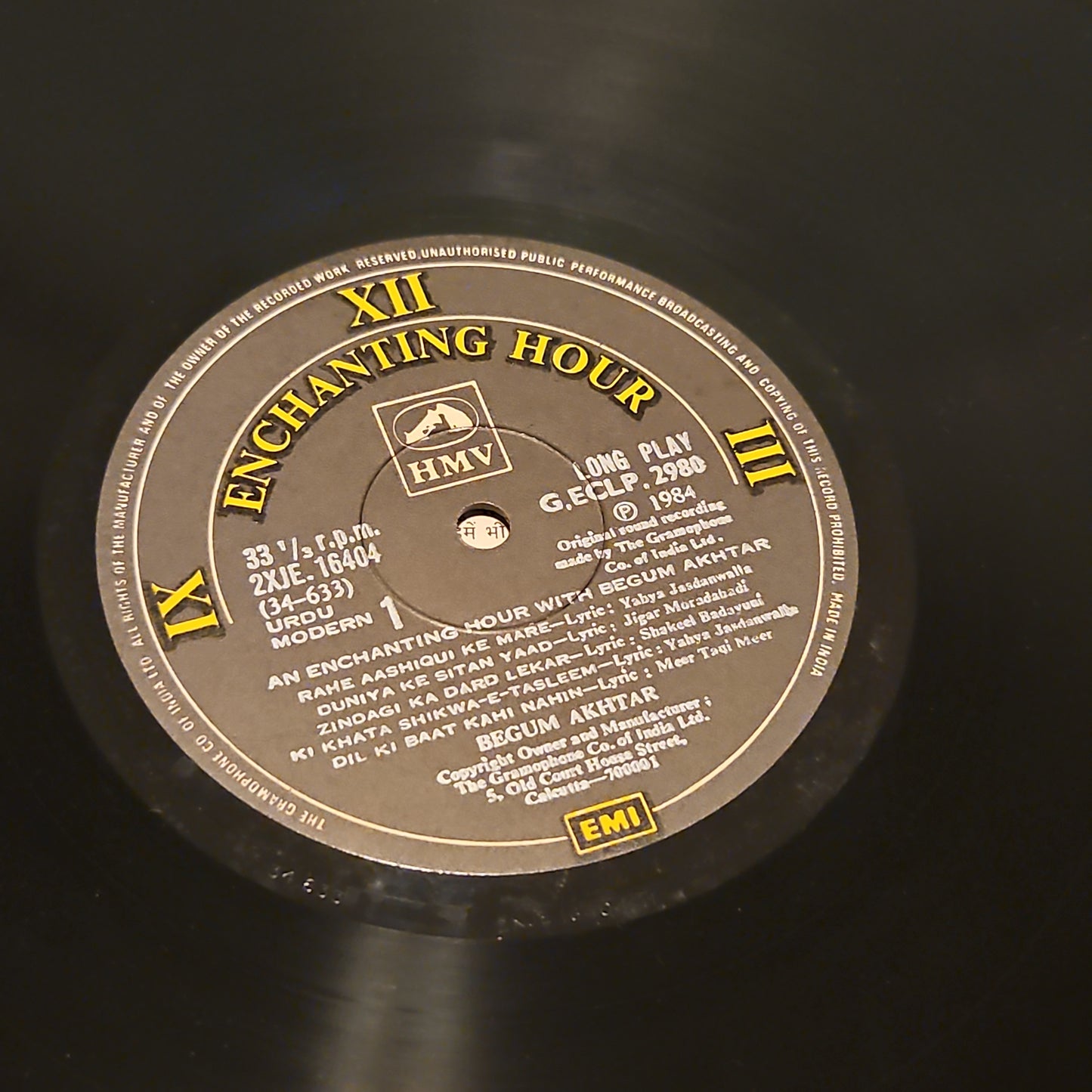 Begum Akhtar - An Enchanting Hour of Ghazals in gatefold in Near Mint