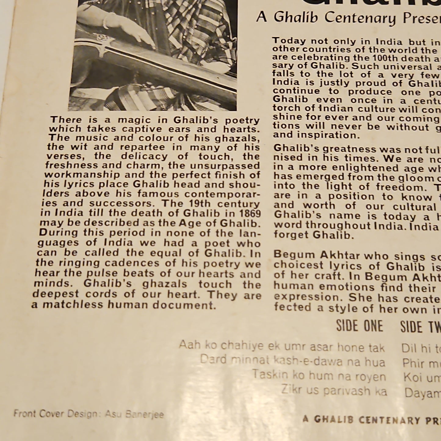 Begum Akhtar -Sings Ghalib in Stereo record in Excellent condition