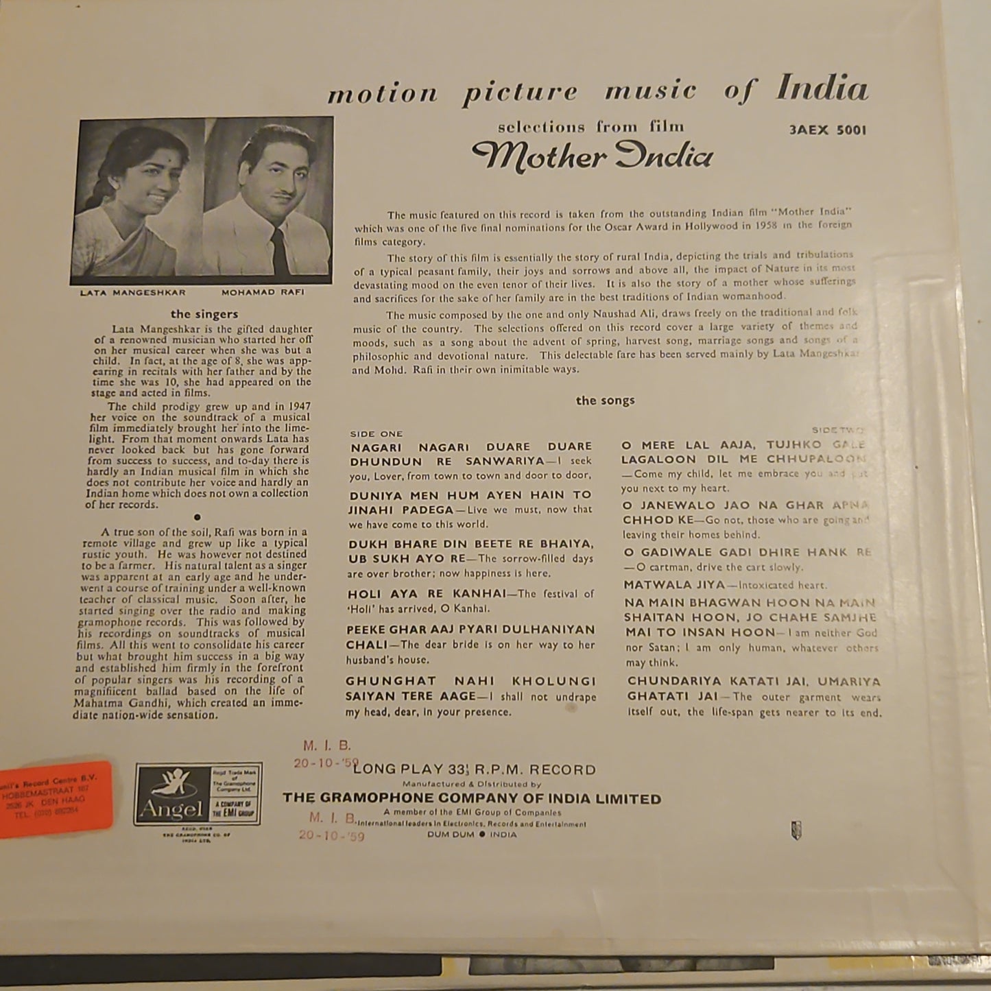 4 Lps of Great Maestro NAUSHAD Mere Mehboob, Mother India, Aadmi and Baiju Bawra in Pristine