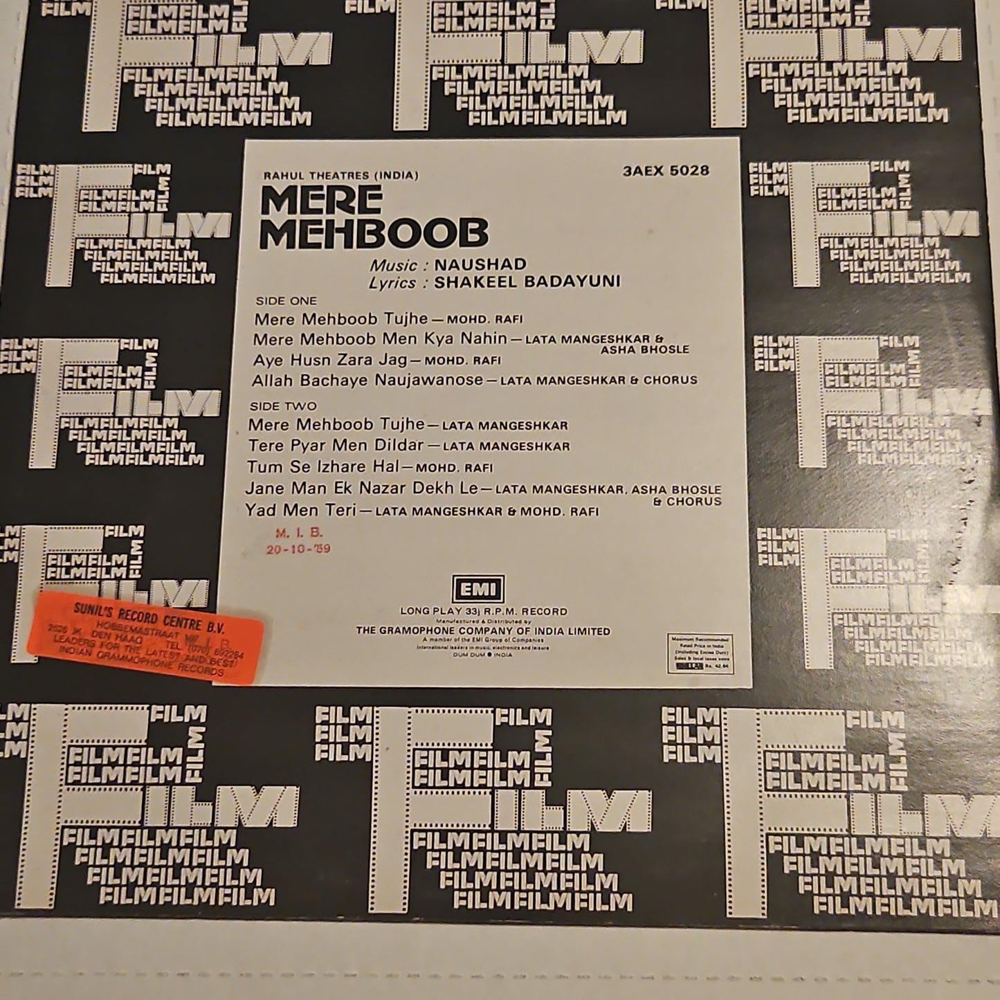 4 Lps of Great Maestro NAUSHAD Mere Mehboob, Mother India, Aadmi and Baiju Bawra in Pristine