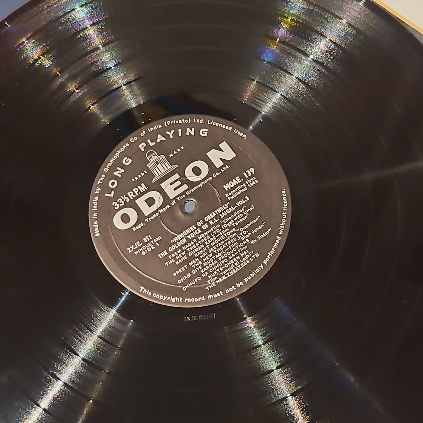K. L. Saigal - Memories Of Greatness Volume Three- Ring odeon (The Golden Voice Of K. L. Saigal) near mint