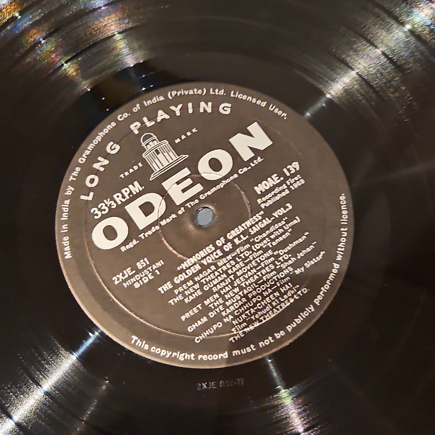 K. L. Saigal - Memories Of Greatness Volume Three- Ring odeon (The Golden Voice Of K. L. Saigal) near mint