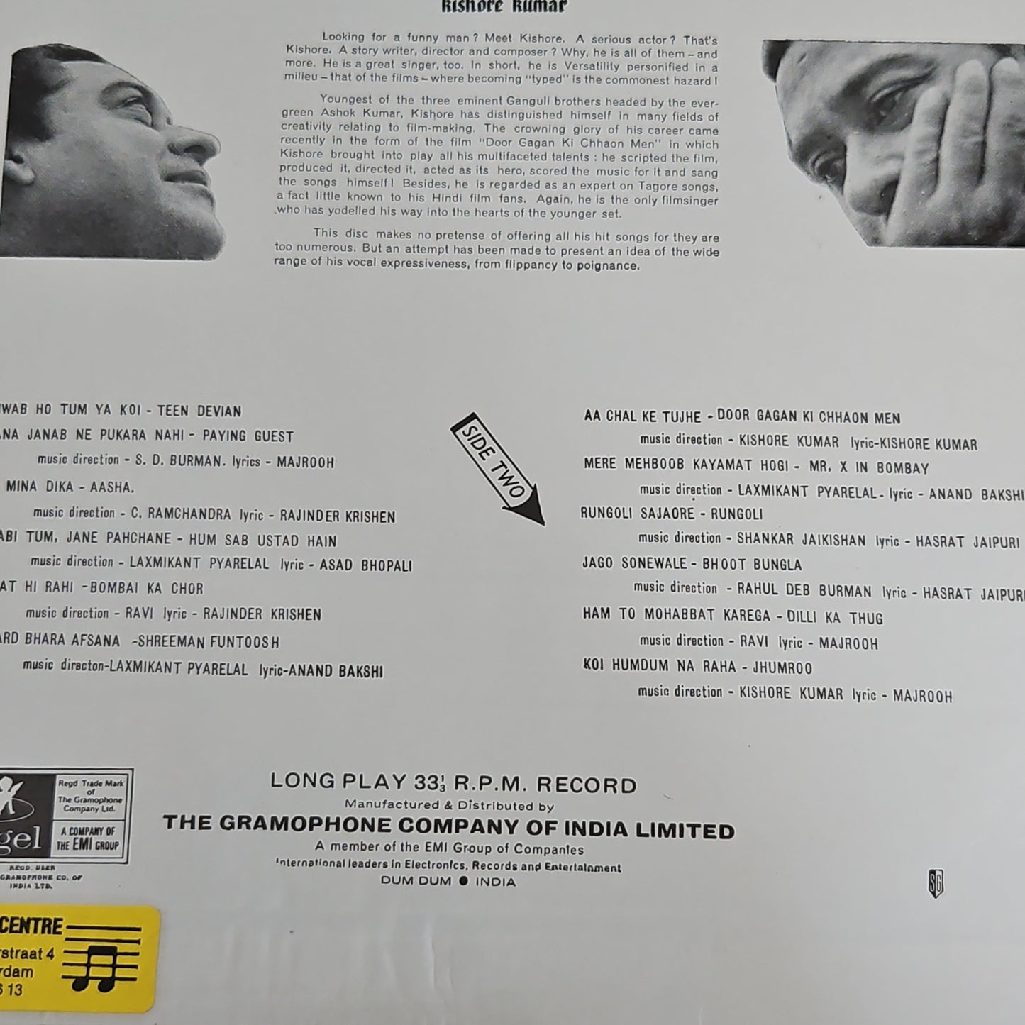 Kishore Kumar - Rare collection record in near mint condition pristine
