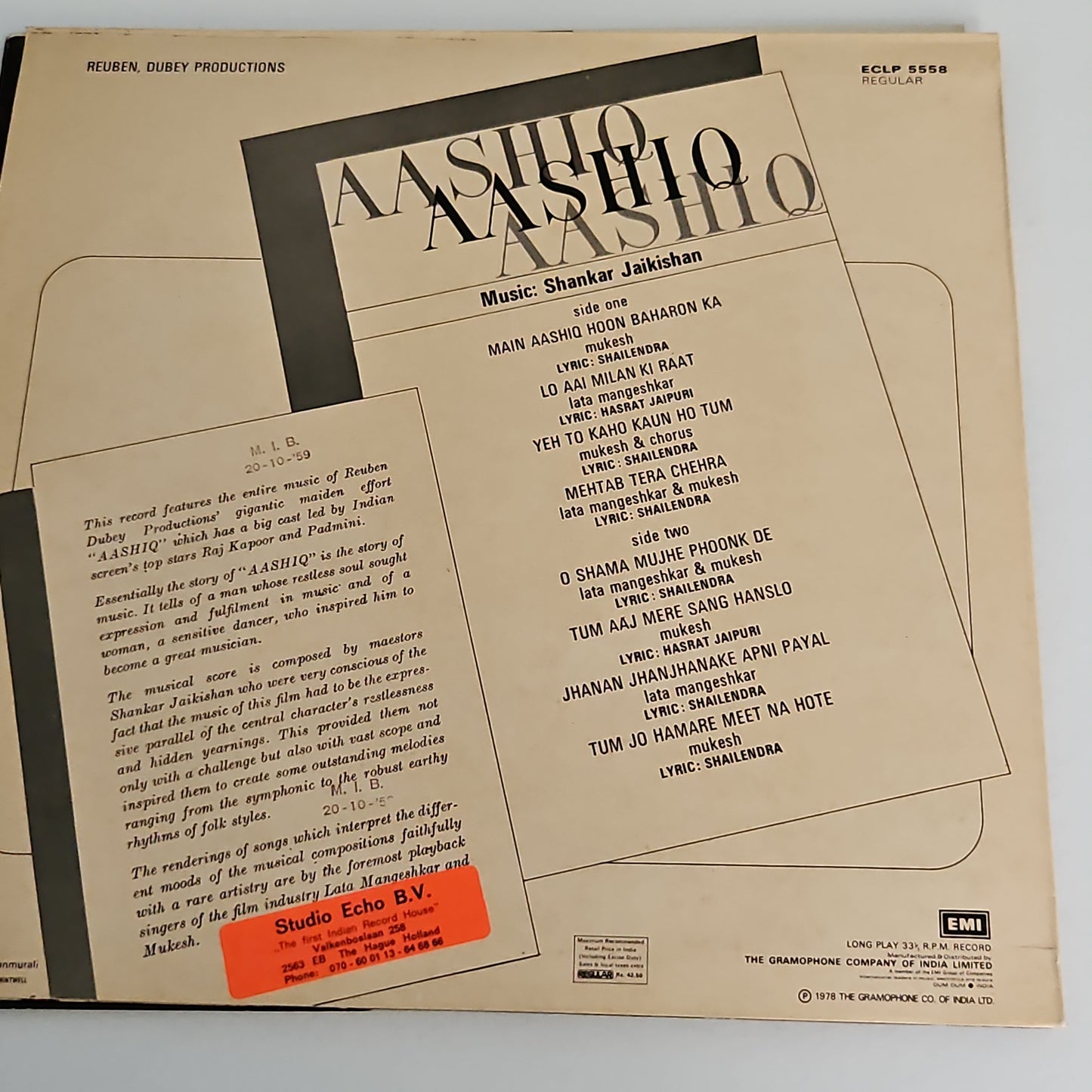 4lps Raj Kapoor and Shankar Jaikishan Superhit pack - Sangam ,Kanhaiya, Aashiq , and Jis Desh Mein Ganga Bahati hai in prisitne
