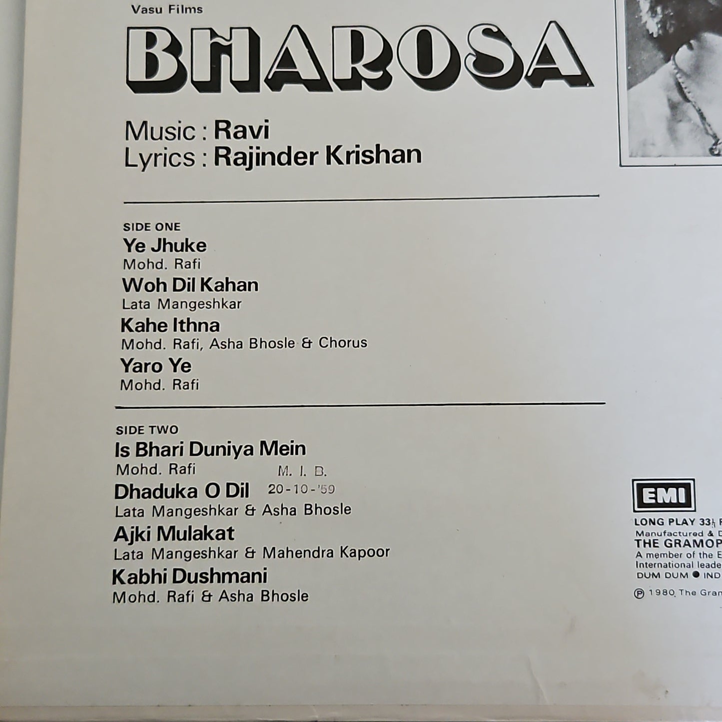 3 lps Classic Ravi , Bharosa, Chaudhvin Ka Chand and Nazrana plus Ghunghat in Near mint and pristine