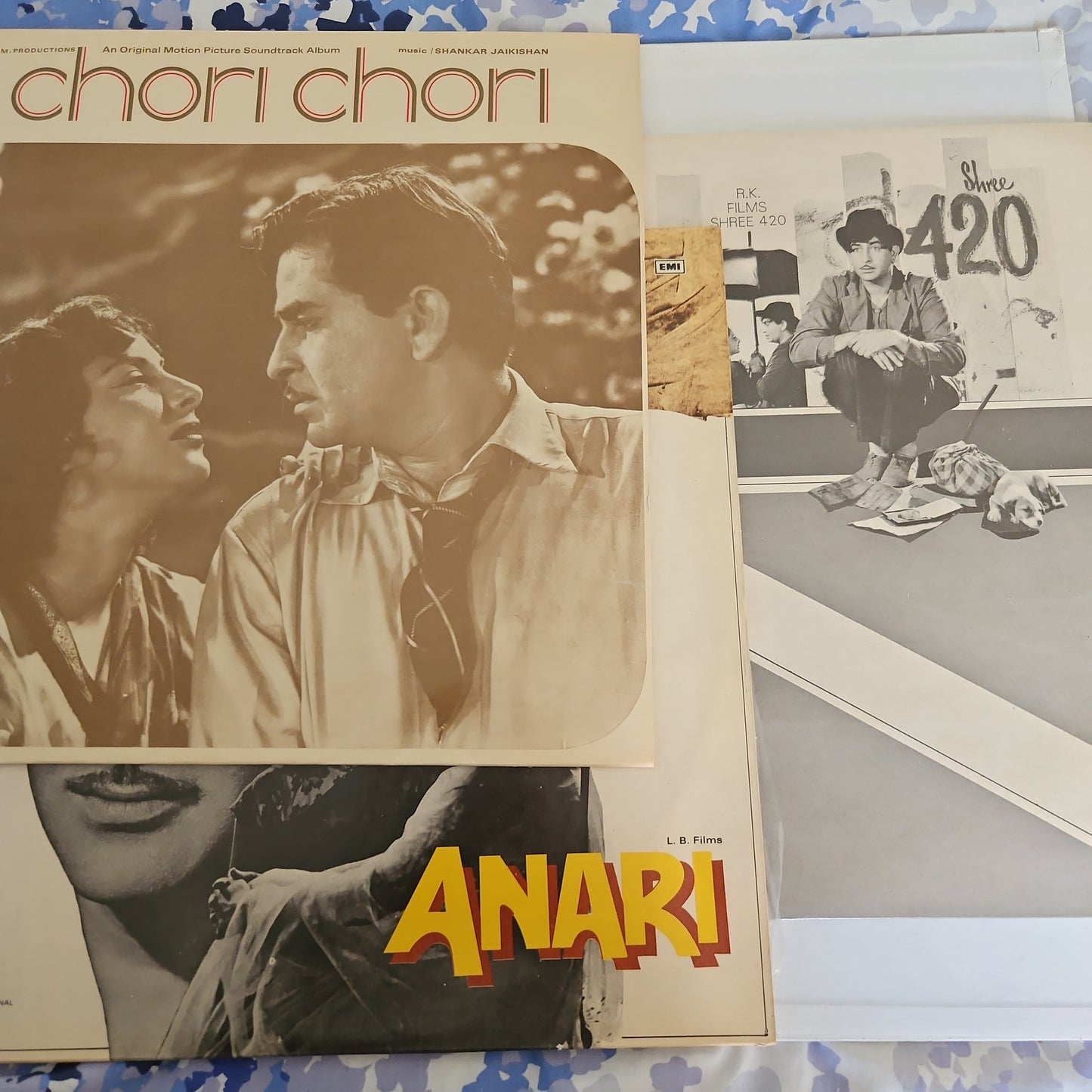 3 LPs Blockbuster Raj Kapoor and Shankar Jaikishan combo, ANARI, SHREE 420 AND CHORI CHORI - near mint