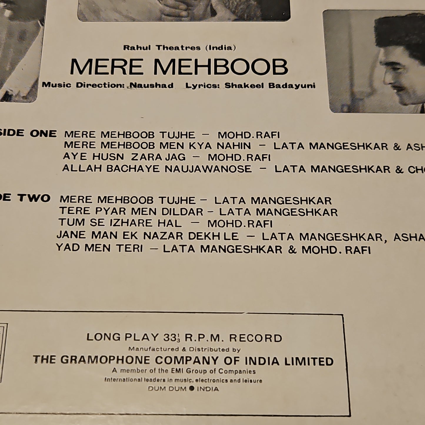 Mere mehboob - Music by Naushad - 1st Angel in VG+