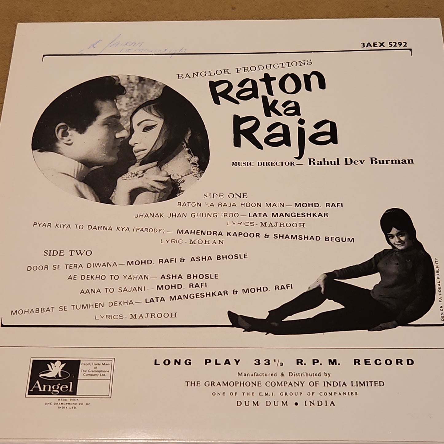 Raton ka Raja - Rare - R D Burman superhit in Angel in near mint