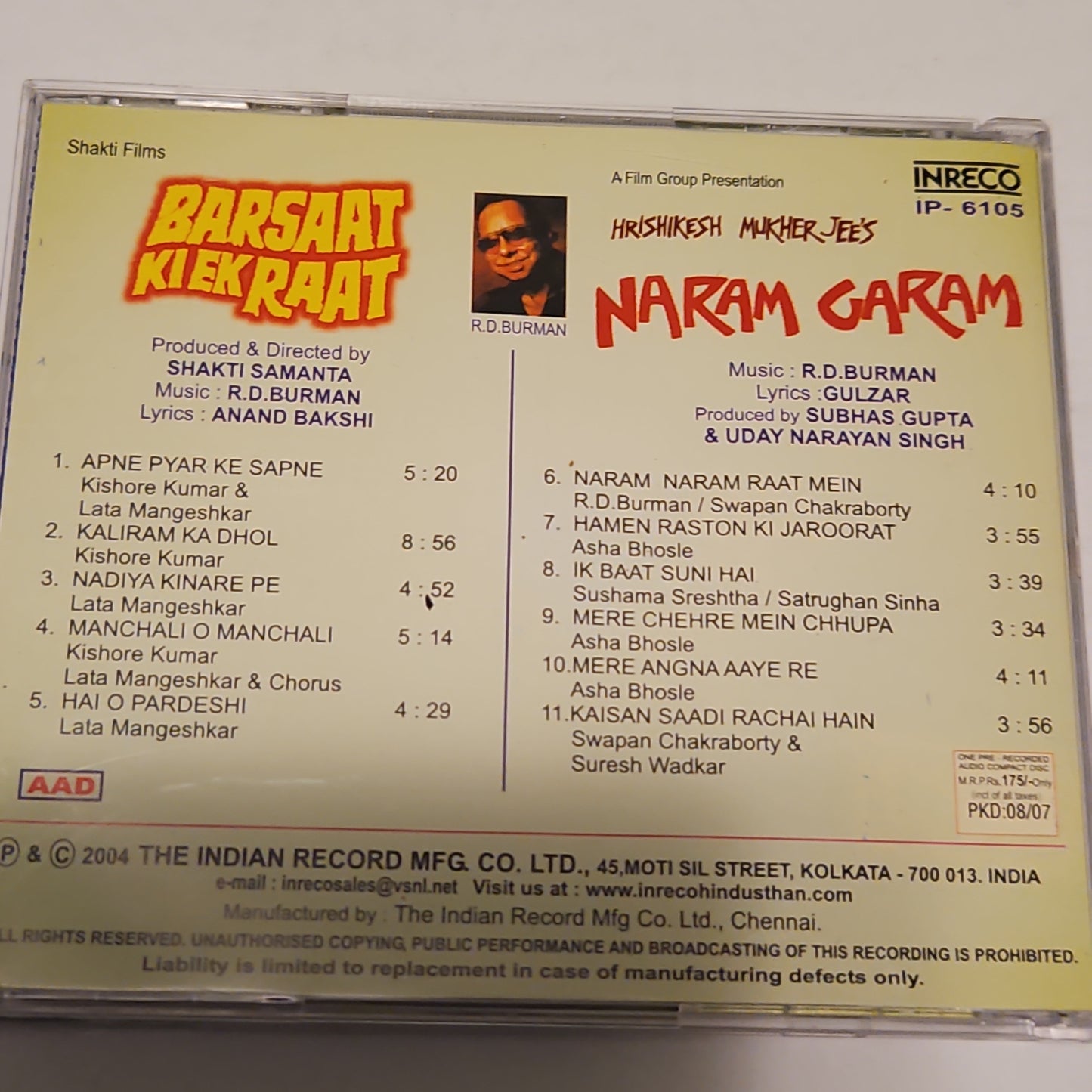 Barsaat ki Ek Raat and Naram Garam - Audio CD near mint