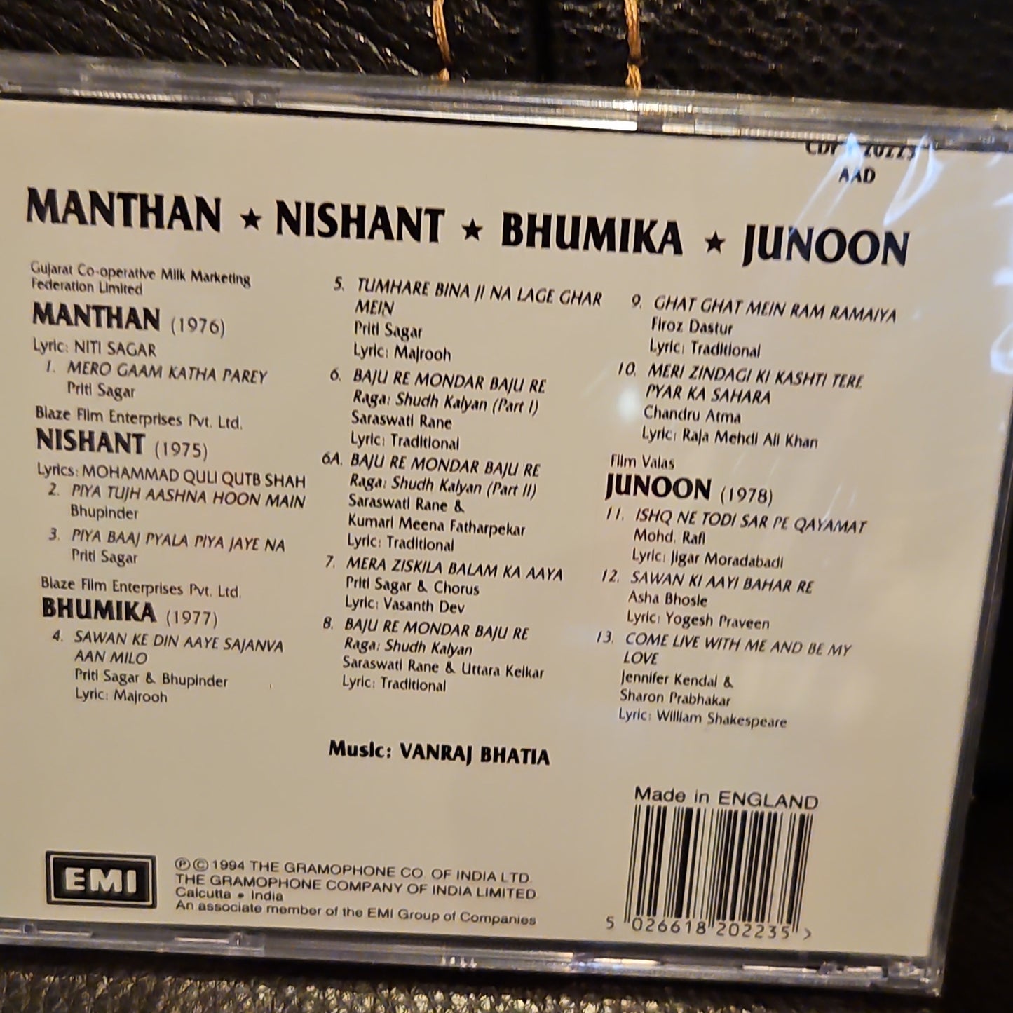 Manthan / Nishant / Bhumika / Junoon Audio CD made England. Sealed