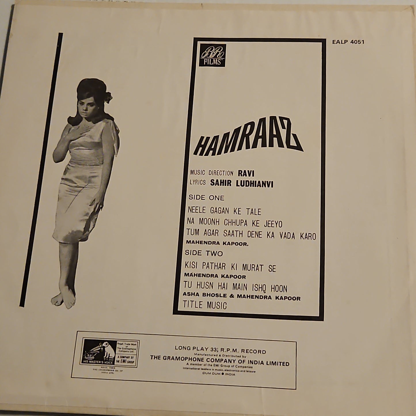 HAMRAAZ - 1st Edition Ravi and B R Chopra classic Lyrics : Sahir in VG+
