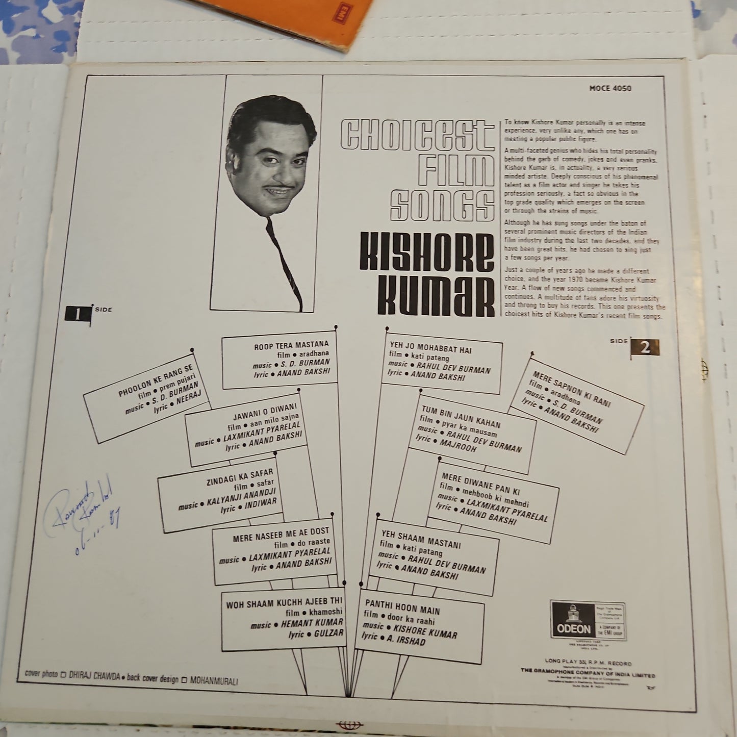 Kishore Kumar - Choicest Film Songs in Odeon excellent