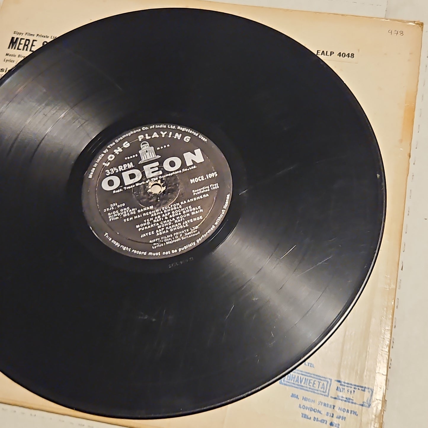 Mere Sanam - O P Nayyar superhit 1st Ring Odeon VG+ condition 92% Very rare
