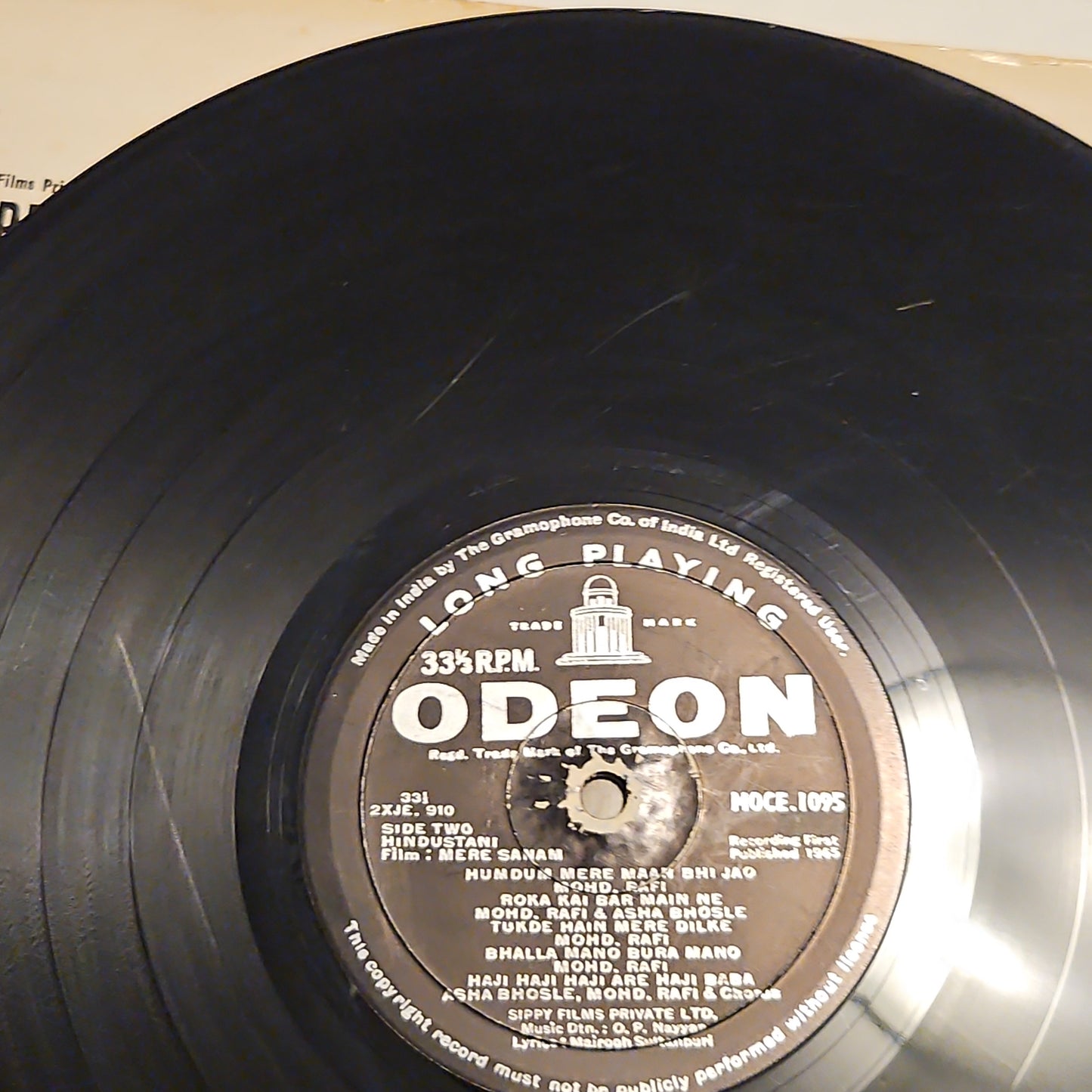 Mere Sanam - O P Nayyar superhit 1st Ring Odeon VG+ condition 92% Very rare