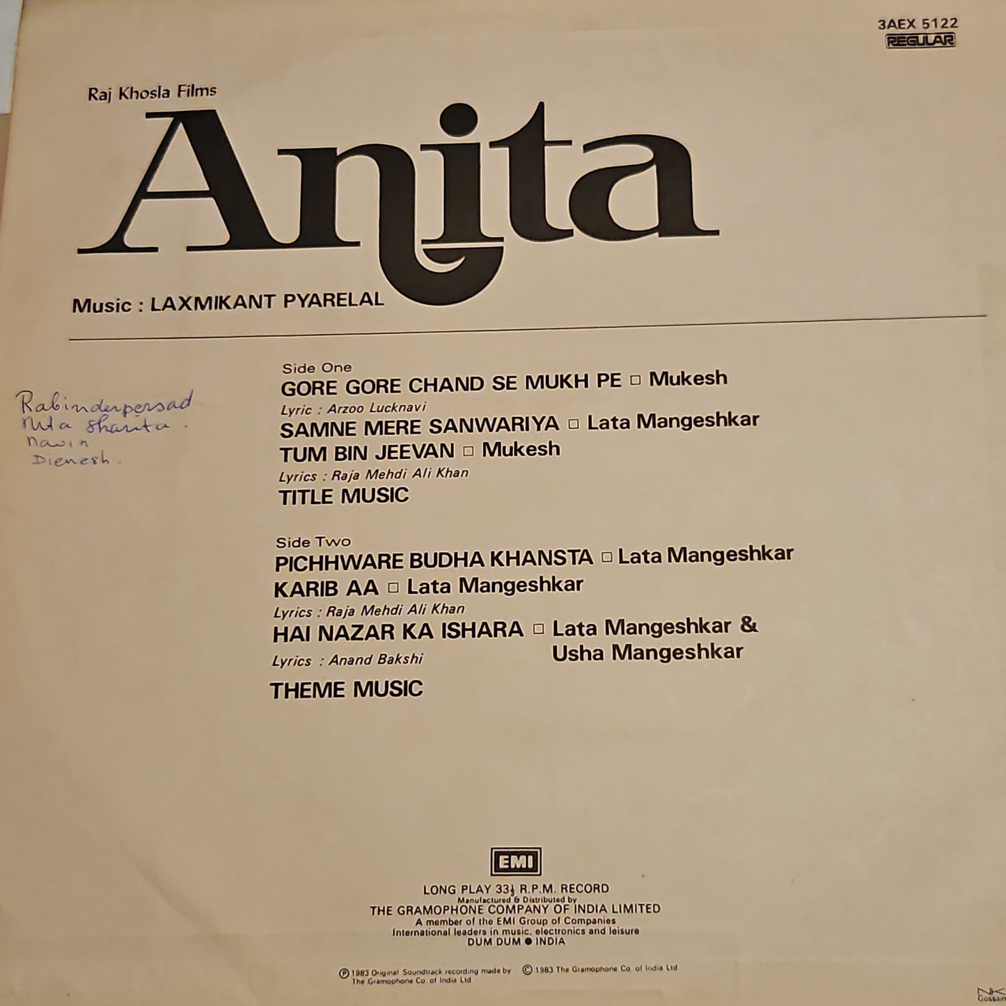 3 lps Laxmikant Pyarelal Superhit Lps collection Anita, Intaqam and Anjaana in Near Mint Pristine condition