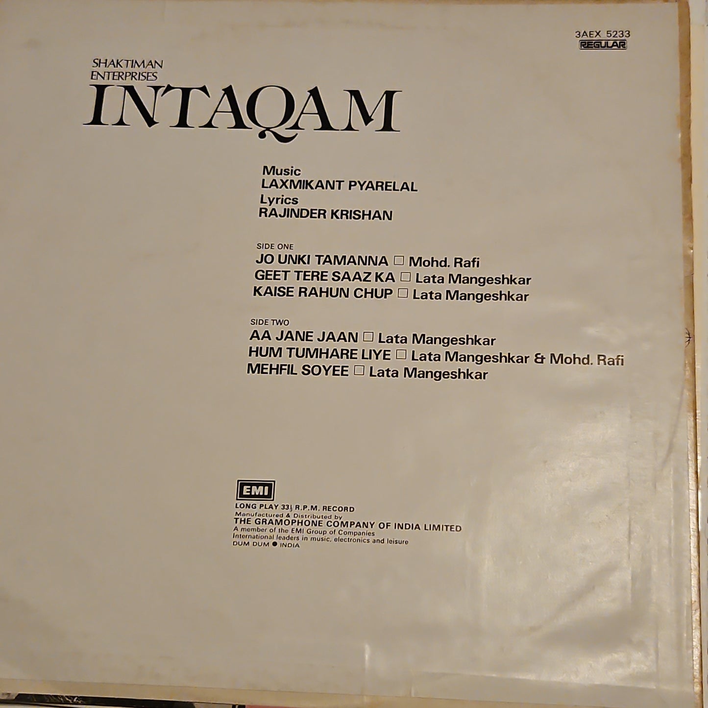 3 lps Laxmikant Pyarelal Superhit Lps collection Anita, Intaqam and Anjaana in Near Mint Pristine condition