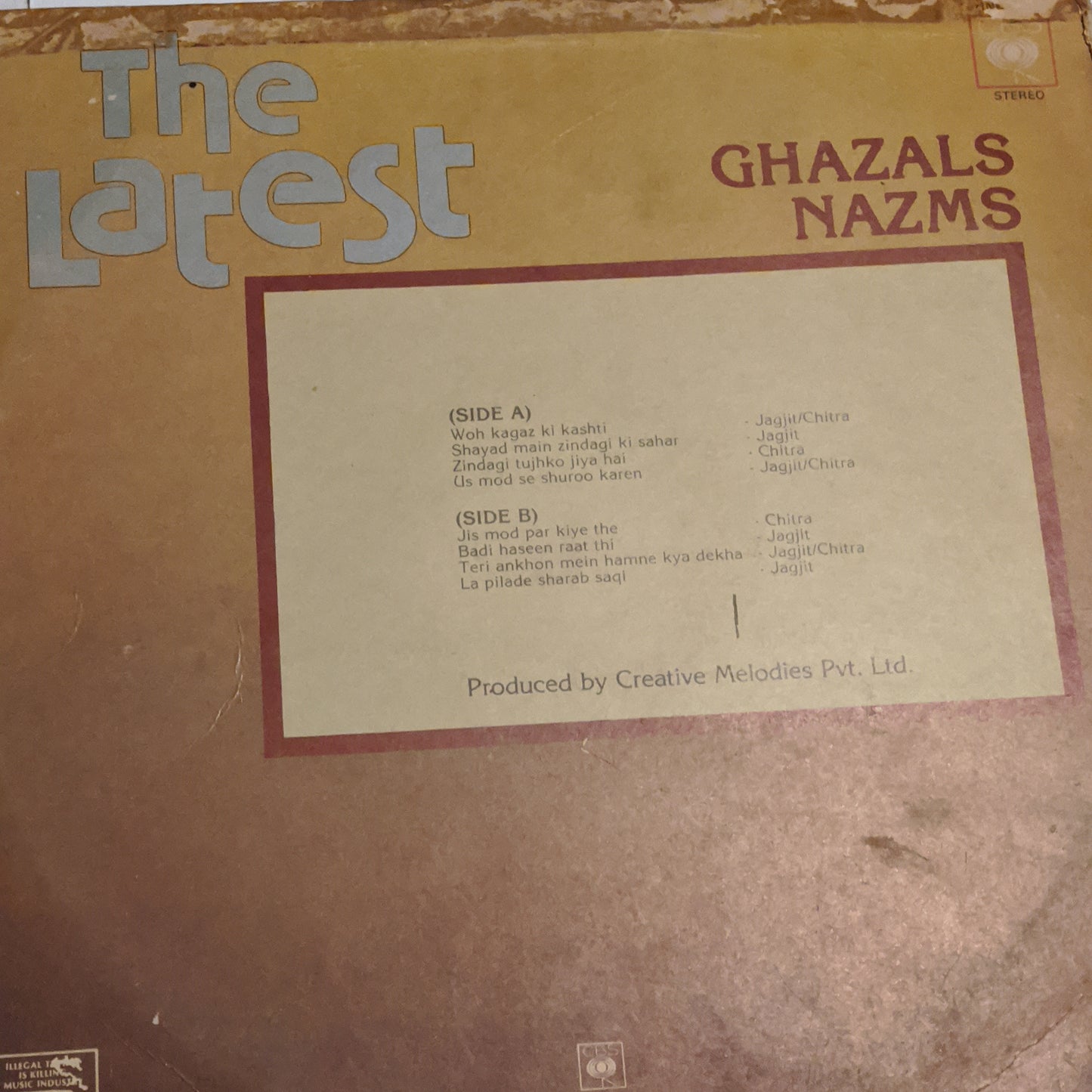 Ghazals - Jagjit Singh and Chitra Singh -  The Latest Ghazals Nazms in excellent