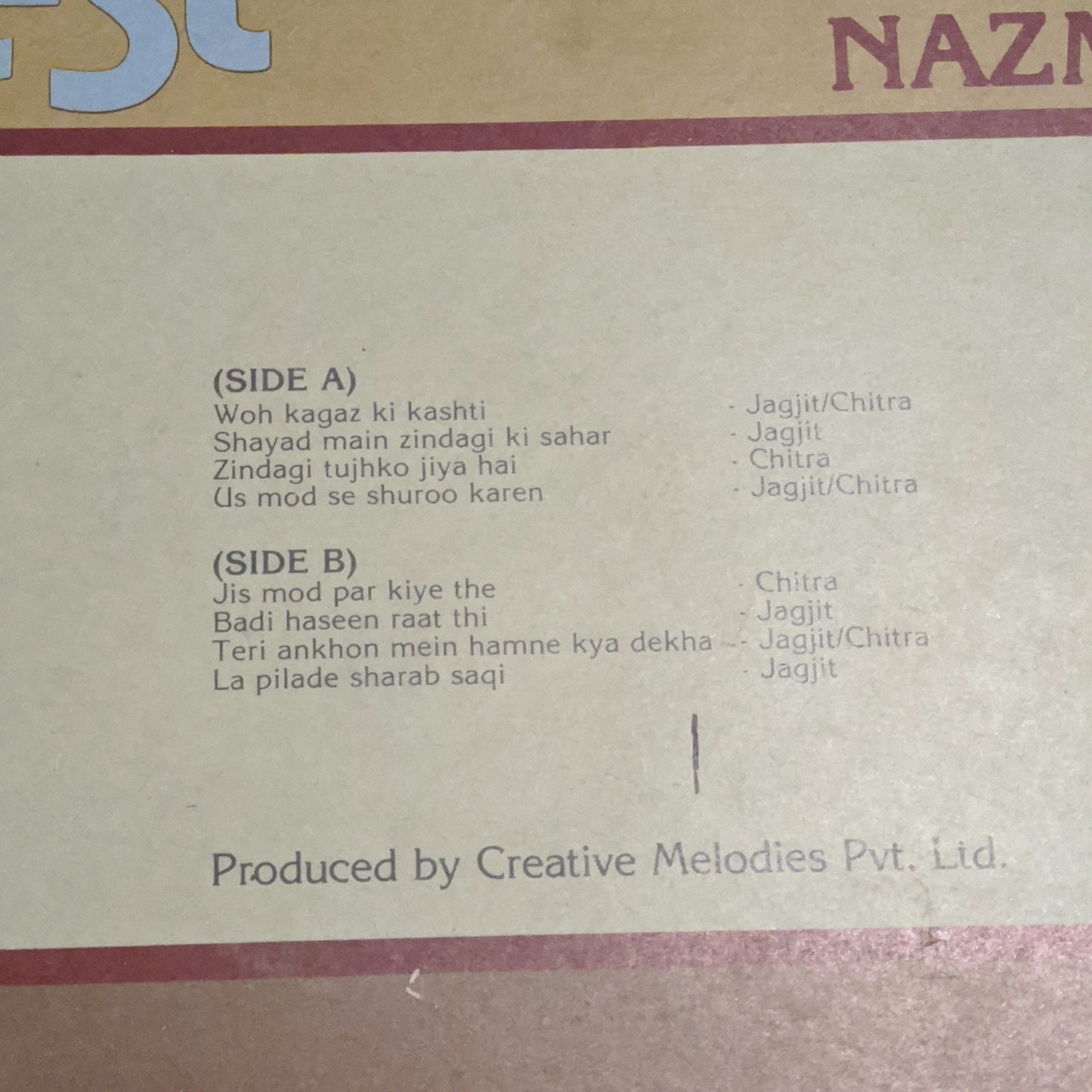 Ghazals - Jagjit Singh and Chitra Singh -  The Latest Ghazals Nazms in excellent