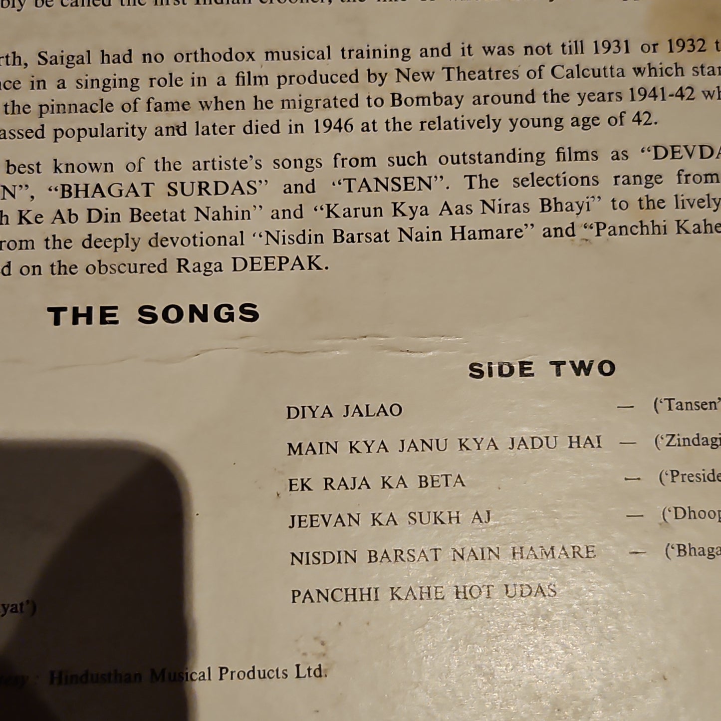 K. L. Saigal Memories Of Greatness (The Golden Voice Of K.L. Saigal) vol 2 - Angel in excellent condition
