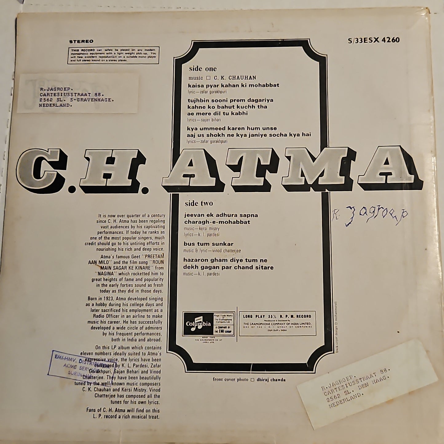 C. H. Atma - his Best stereo - odeon in Excellent