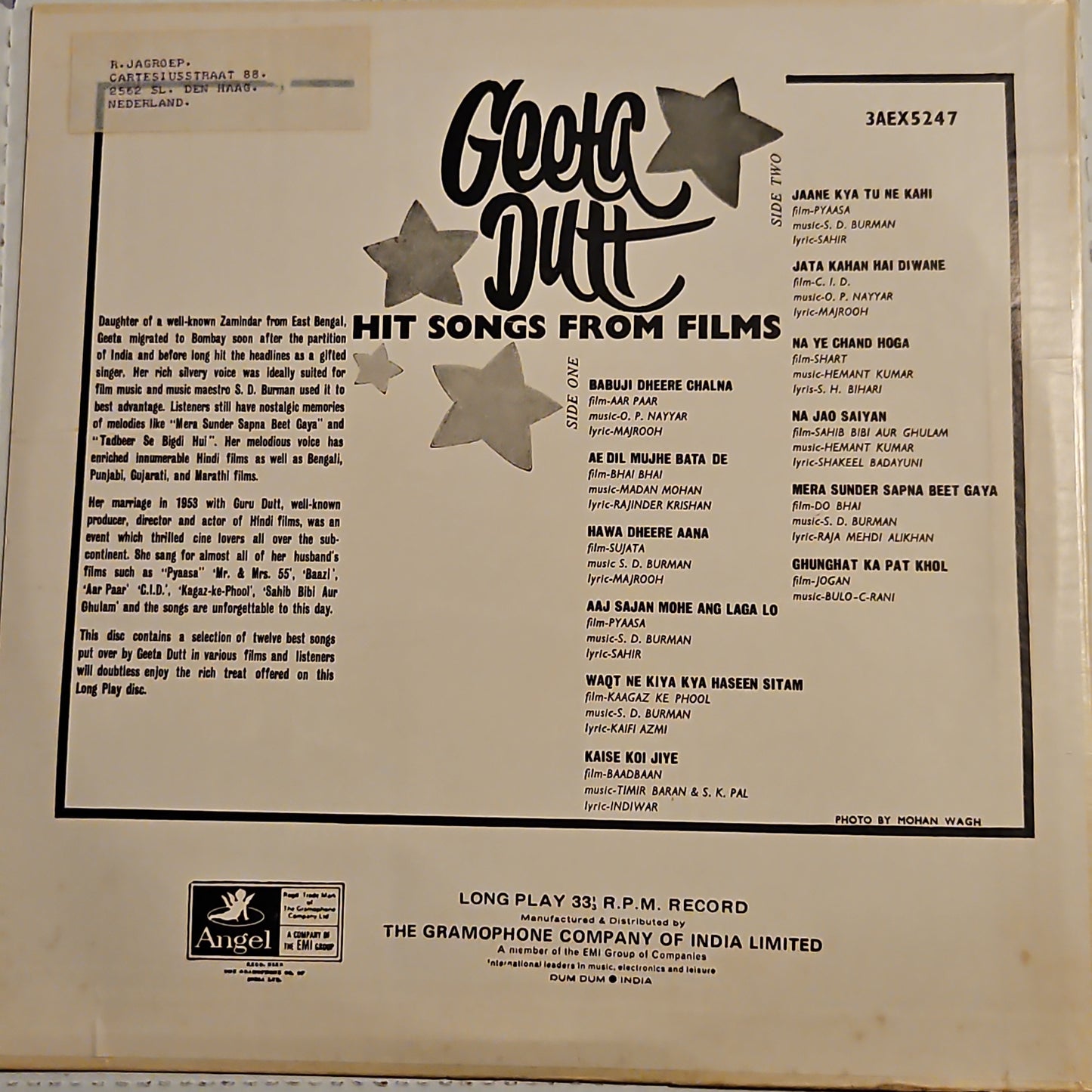 Geeta Dutt - Hit songs from films in Near Mint Pristine