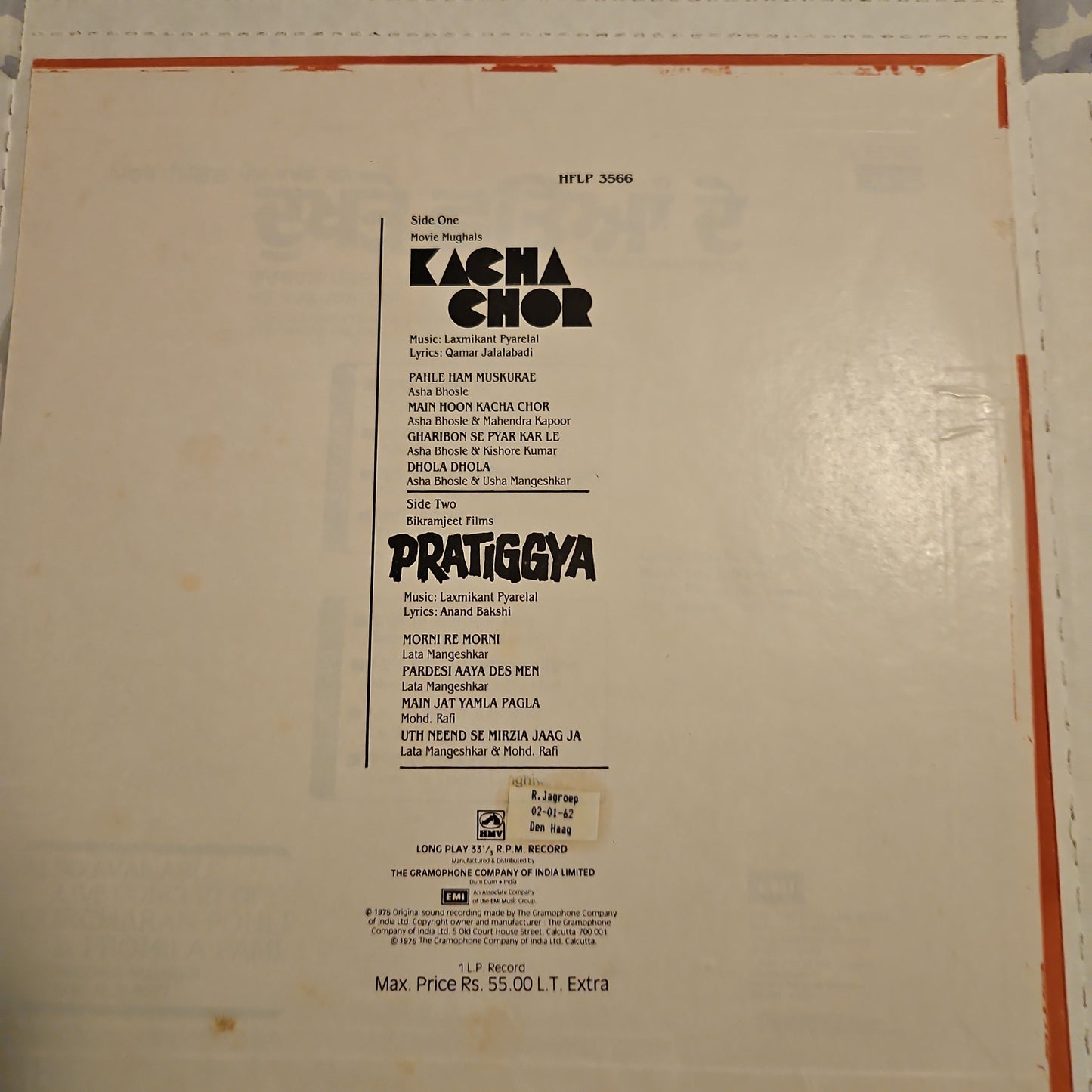 kacha Chor and Pratiggya - Laxmikant Pyarelal superhit with Rafi's song "Mai Jat Yamla" Near Mint Pristine