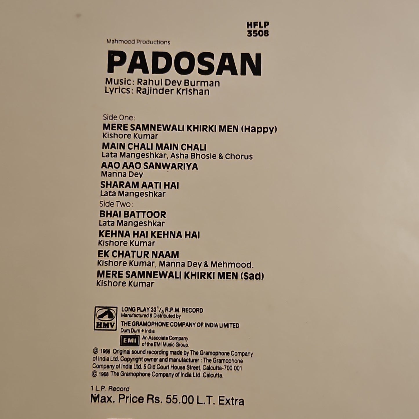 Padosan - R D Burman - superhit Padosan in excellent to near mint