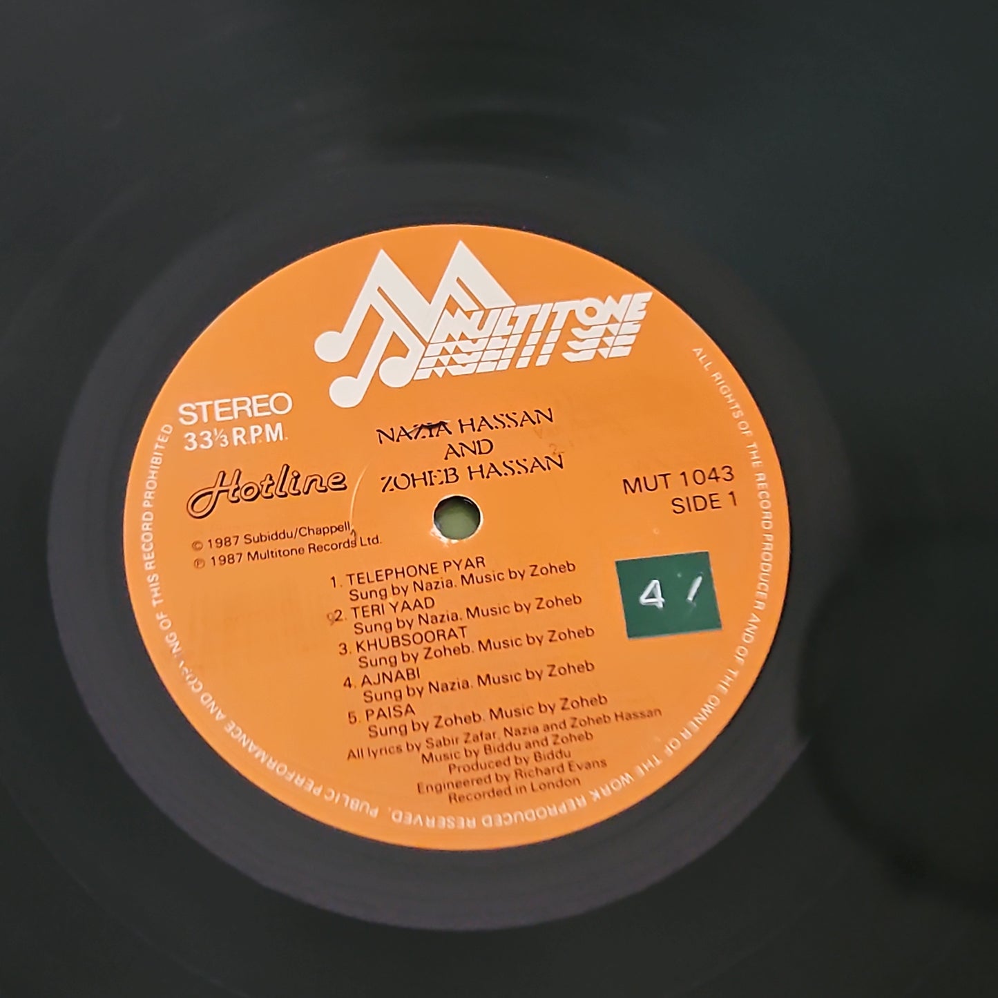 Nazia Hassan - And - Zoheb Hassan Hotline in near mint